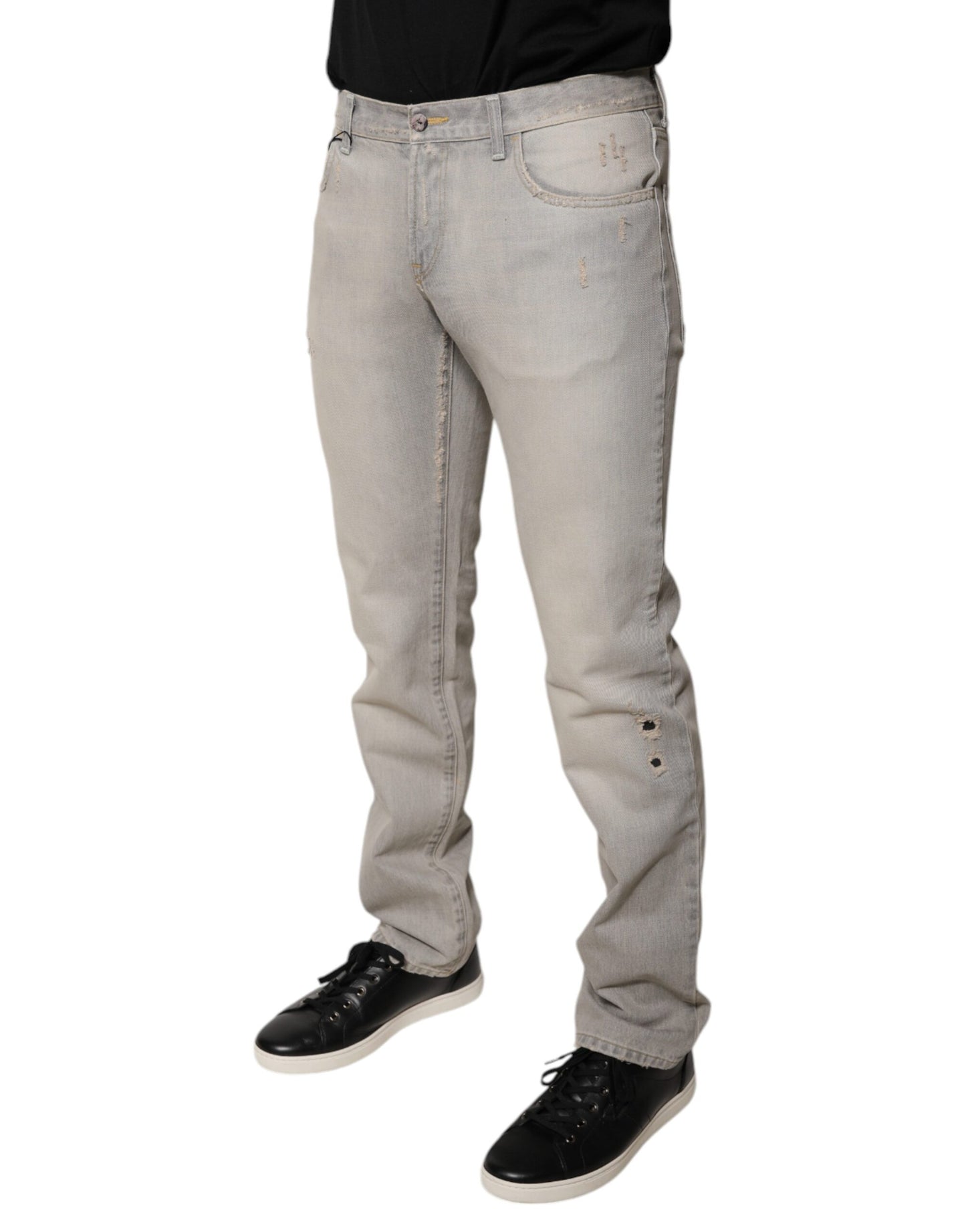 Gray Cotton Skinny Denim Jeans