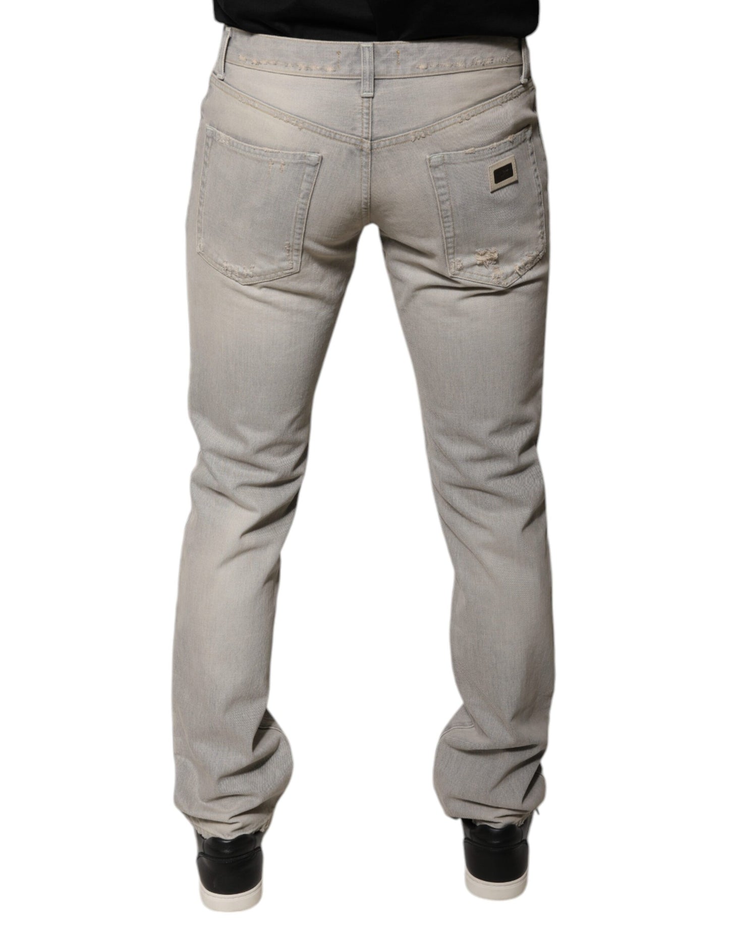 Gray Cotton Skinny Denim Jeans