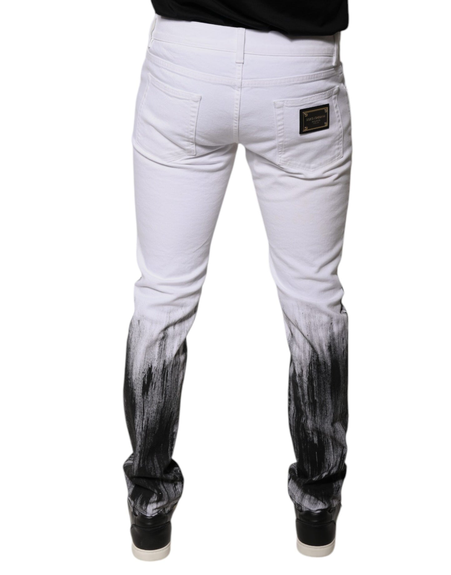 Black White Logo Cotton Skinny Denim Jeans