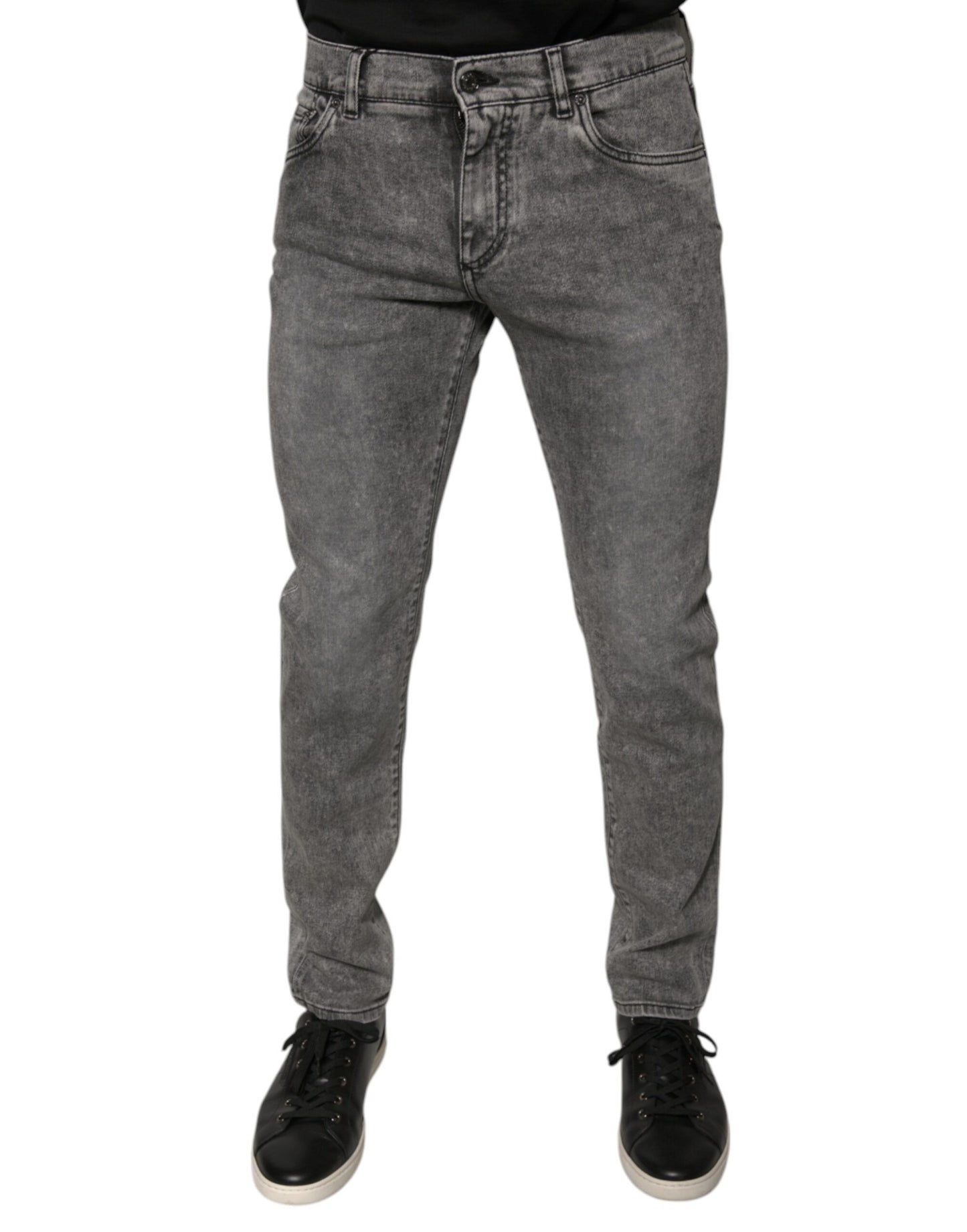 Gray Washed Cotton Skinny Denim Jeans