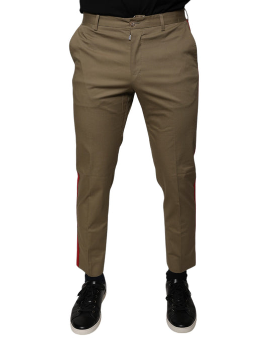 Brown Logo Men Casual Tapered Pants