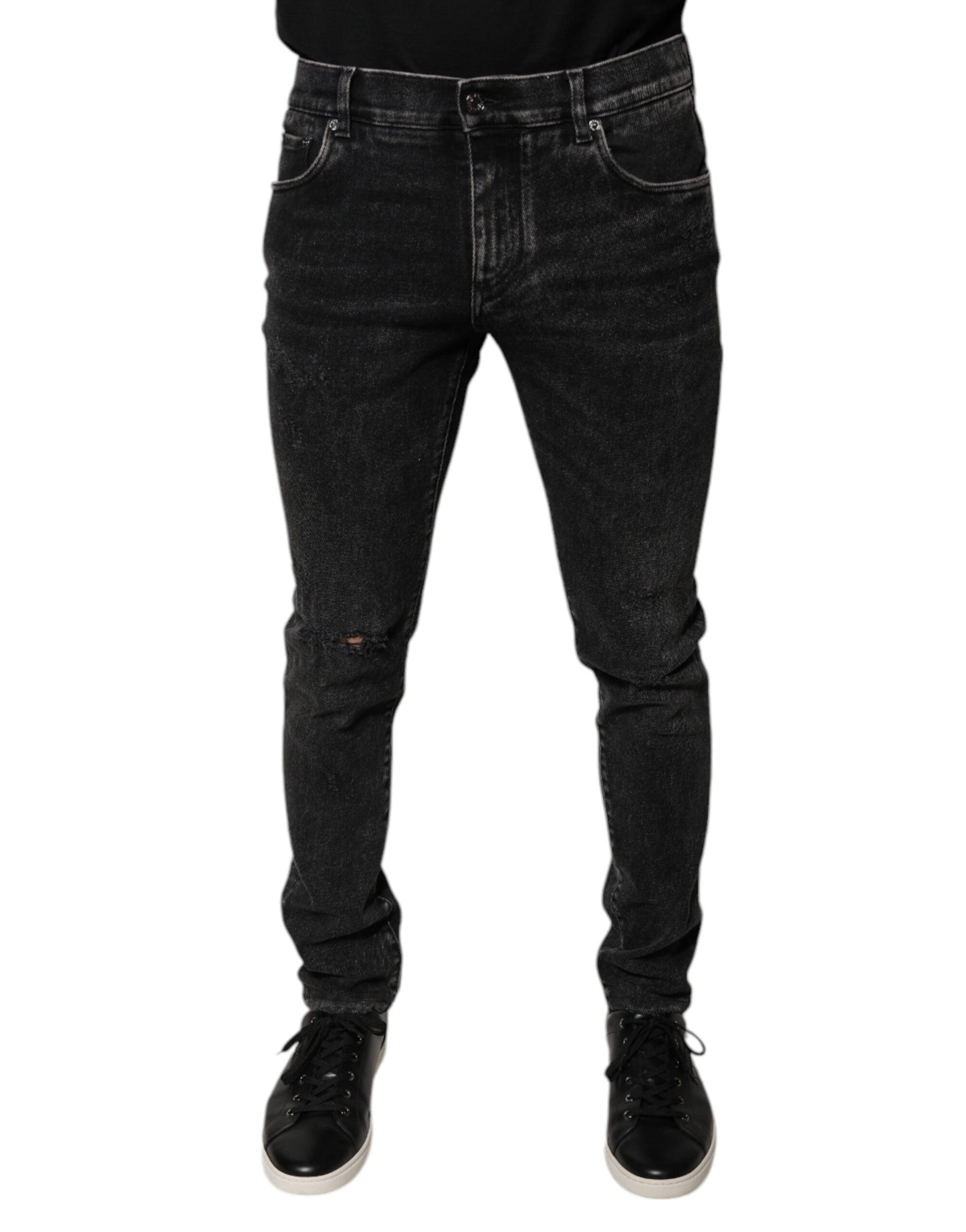 Black Cotton Stretch Skinny Men Denim Jeans