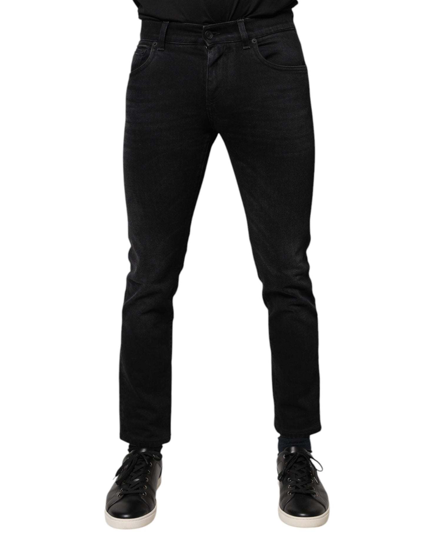 Black Cotton Stretch Skinny Men Denim Jeans