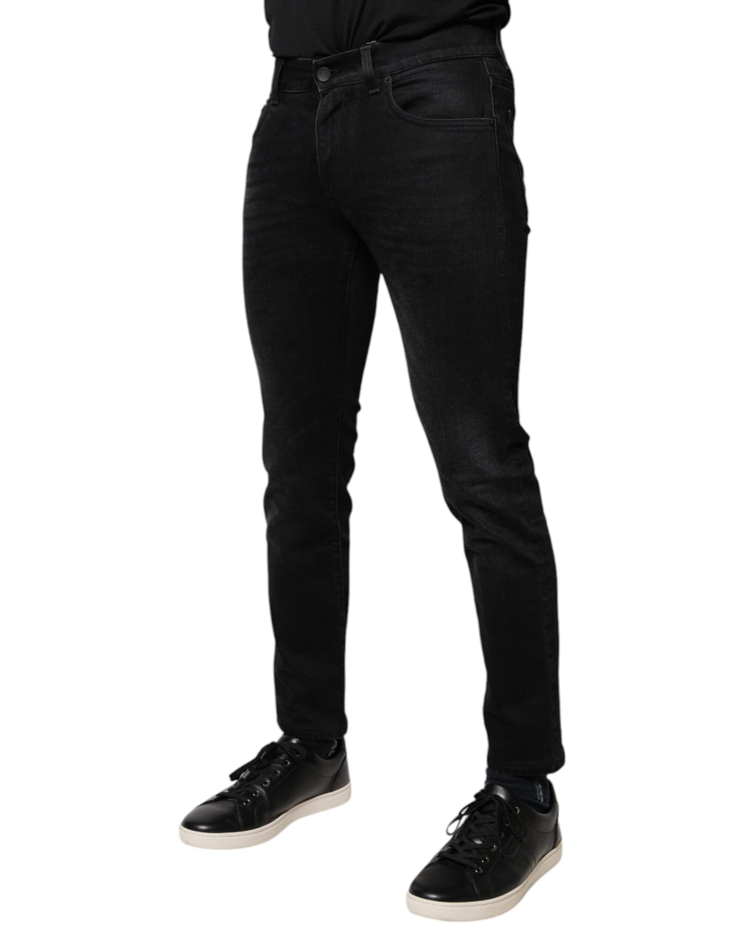 Black Cotton Stretch Skinny Men Denim Jeans