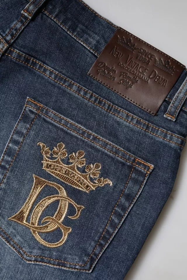 Blue Cotton DG Crown Slim Fit Denim Jeans