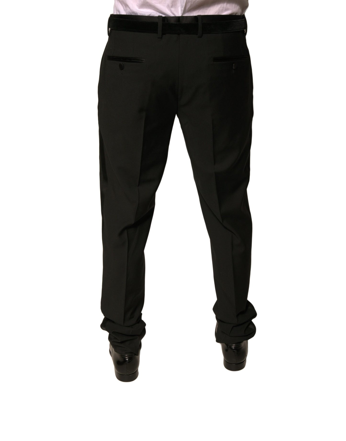 Black Wool Tapered Formal Dress Pants