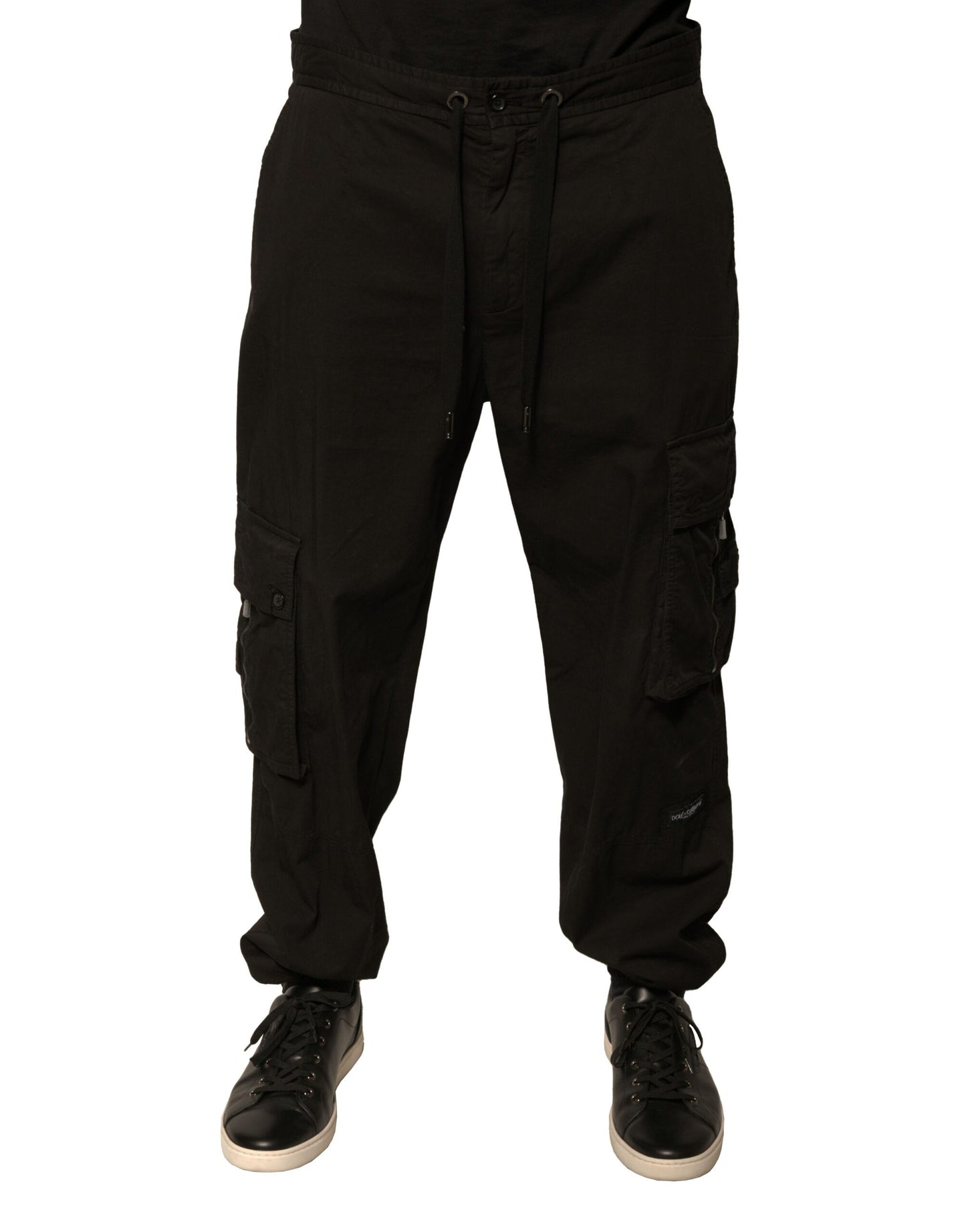 Black Cotton Cargo Jogger Sweatpants Pants