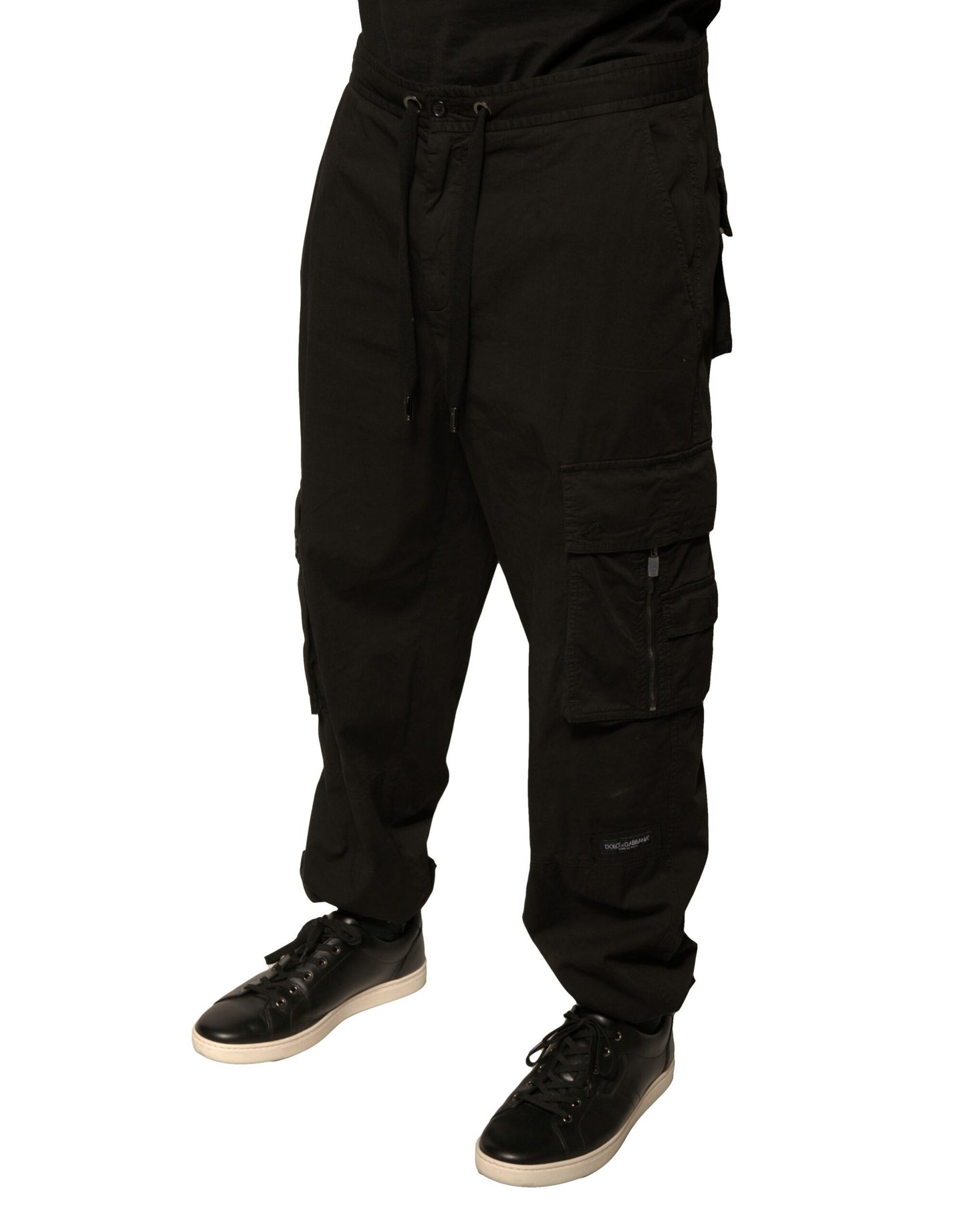 Black Cotton Cargo Jogger Sweatpants Pants