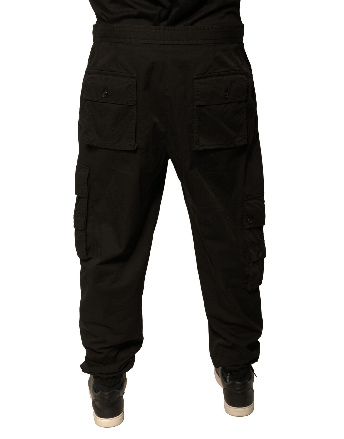 Black Cotton Cargo Jogger Sweatpants Pants