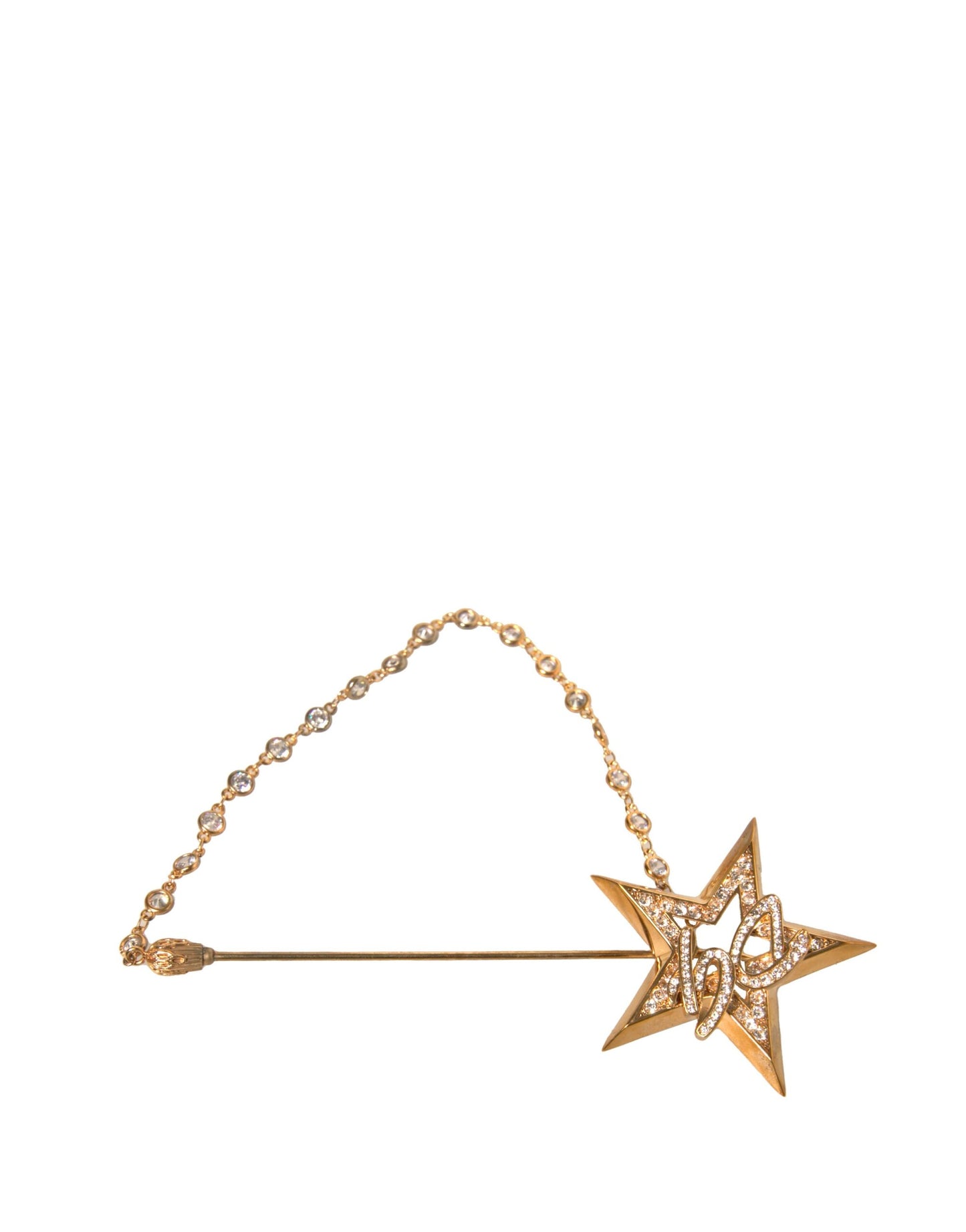 Gold Brass DG Logo Star Crystal Brooch Lapel Pin