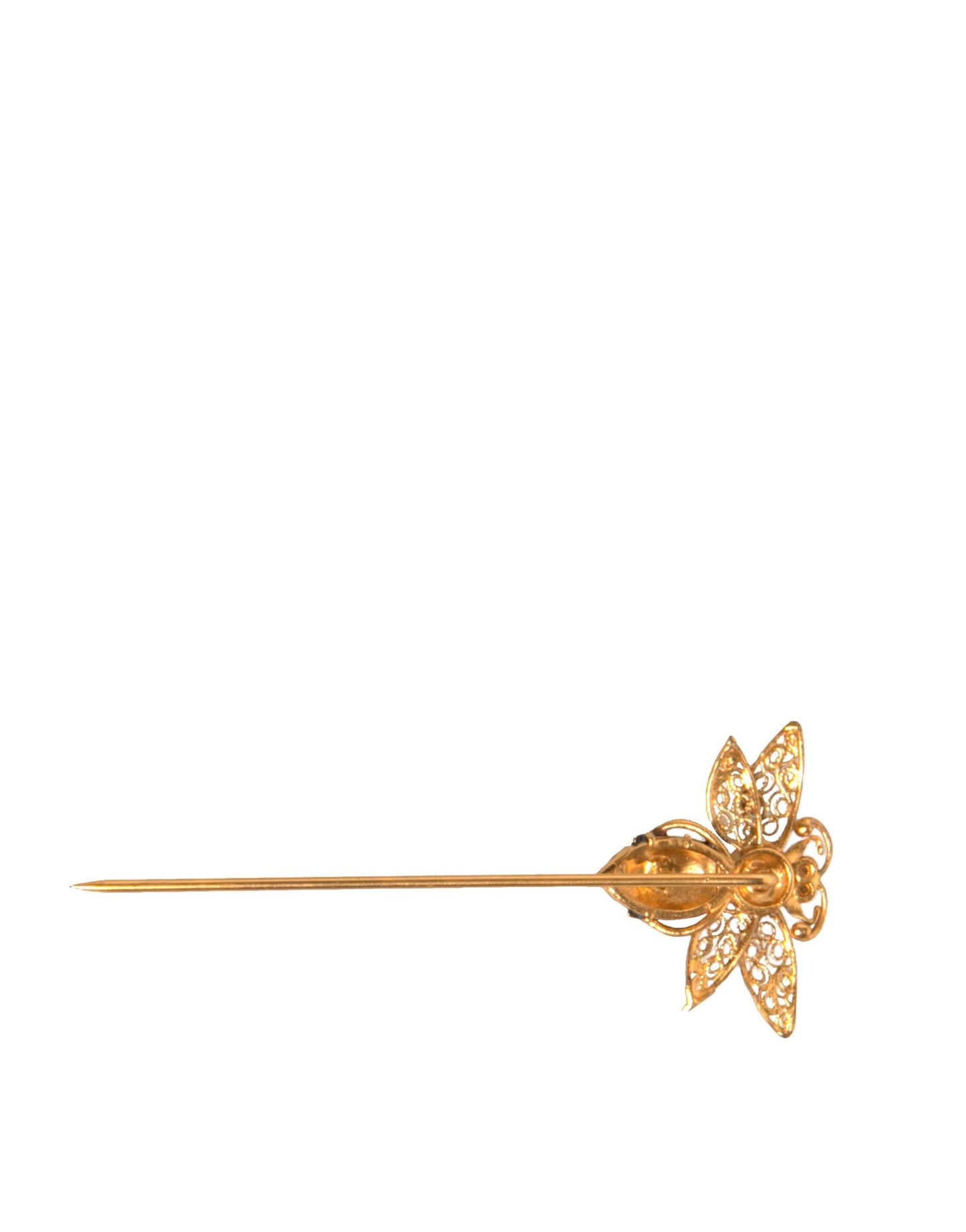 Gold Brass Enamel Bee Crystal Pin Collar Brooch