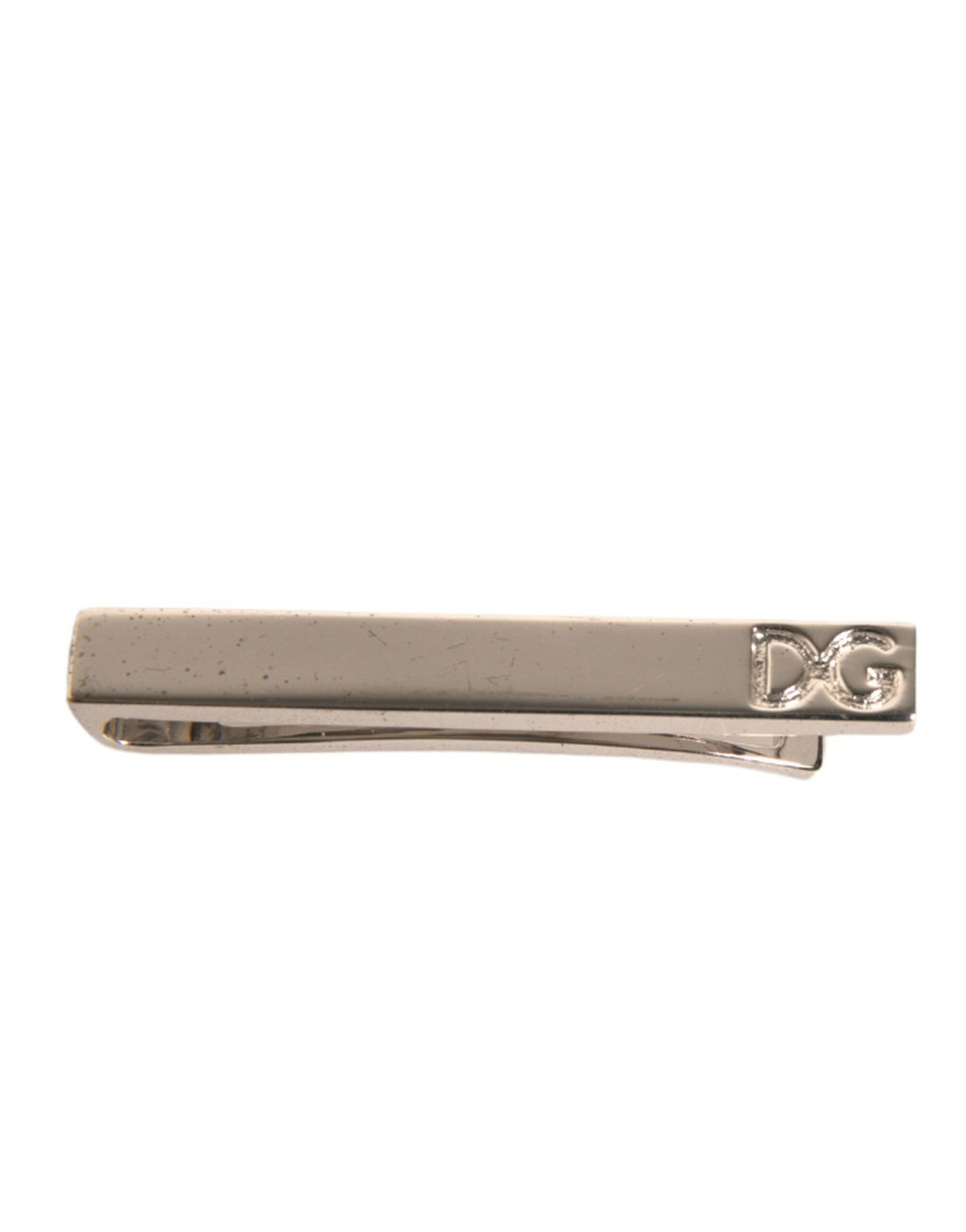 Silver Tone Brass Logo Branded Tie Clip Bar