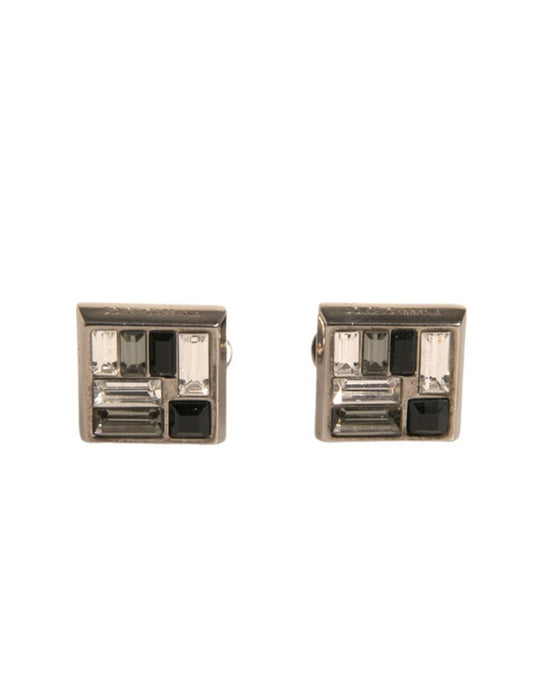 Silver Plated Brass Pin Crystal Cufflinks