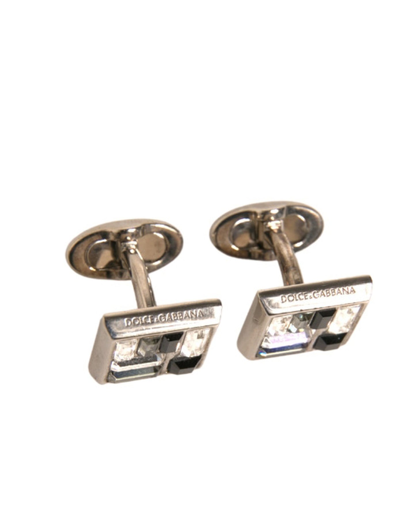 Silver Plated Brass Pin Crystal Cufflinks