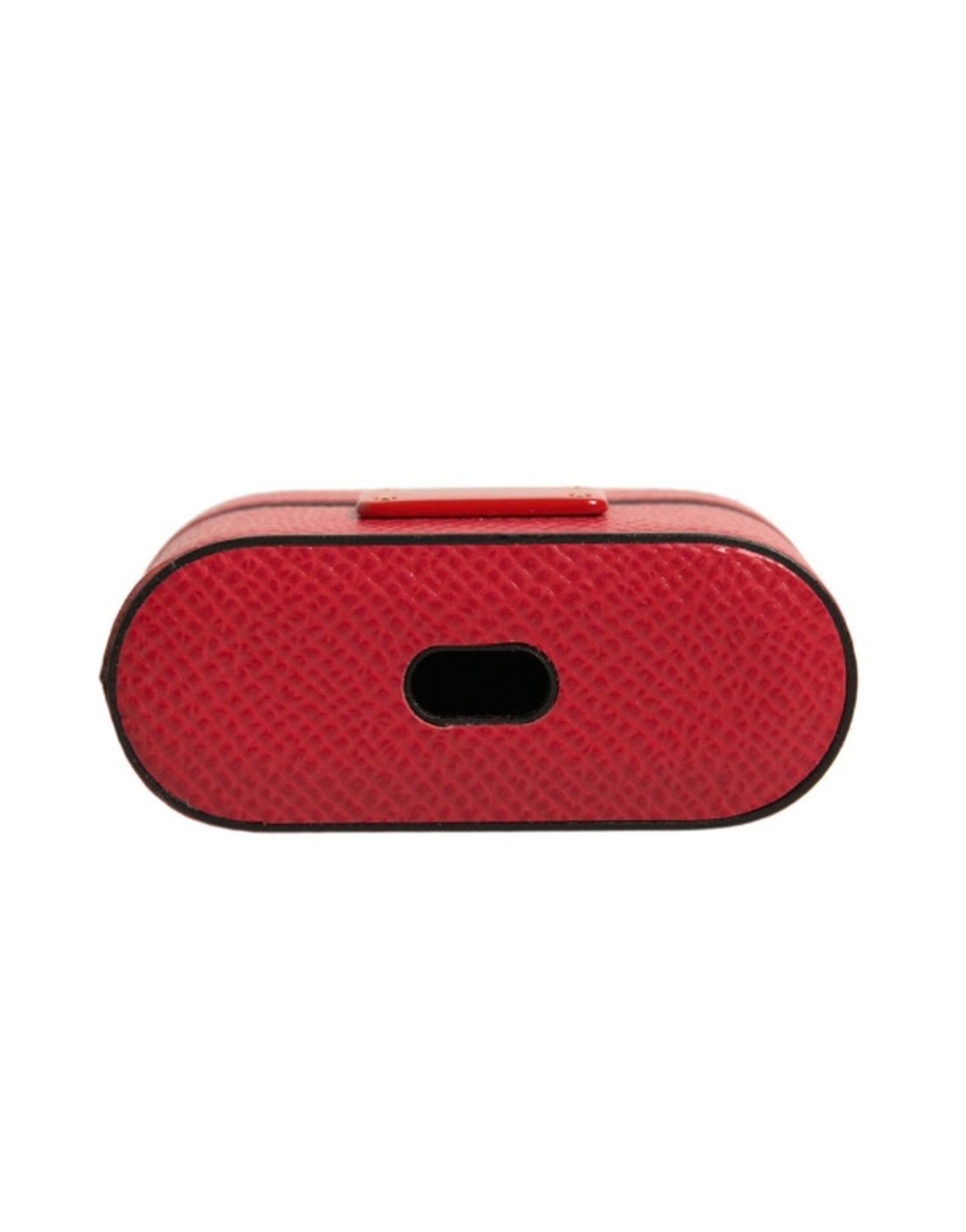 Red Leather Metal Logo Plaque Holder Airpods Case