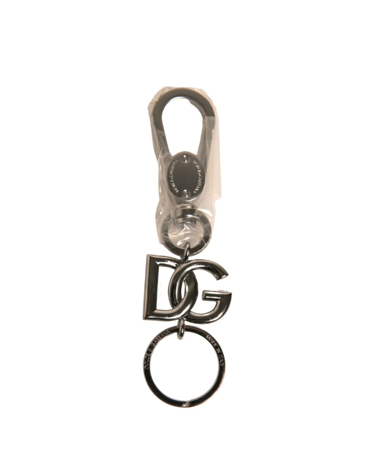 Silver Brass DG Logo Keychain Metal Ring Keyring