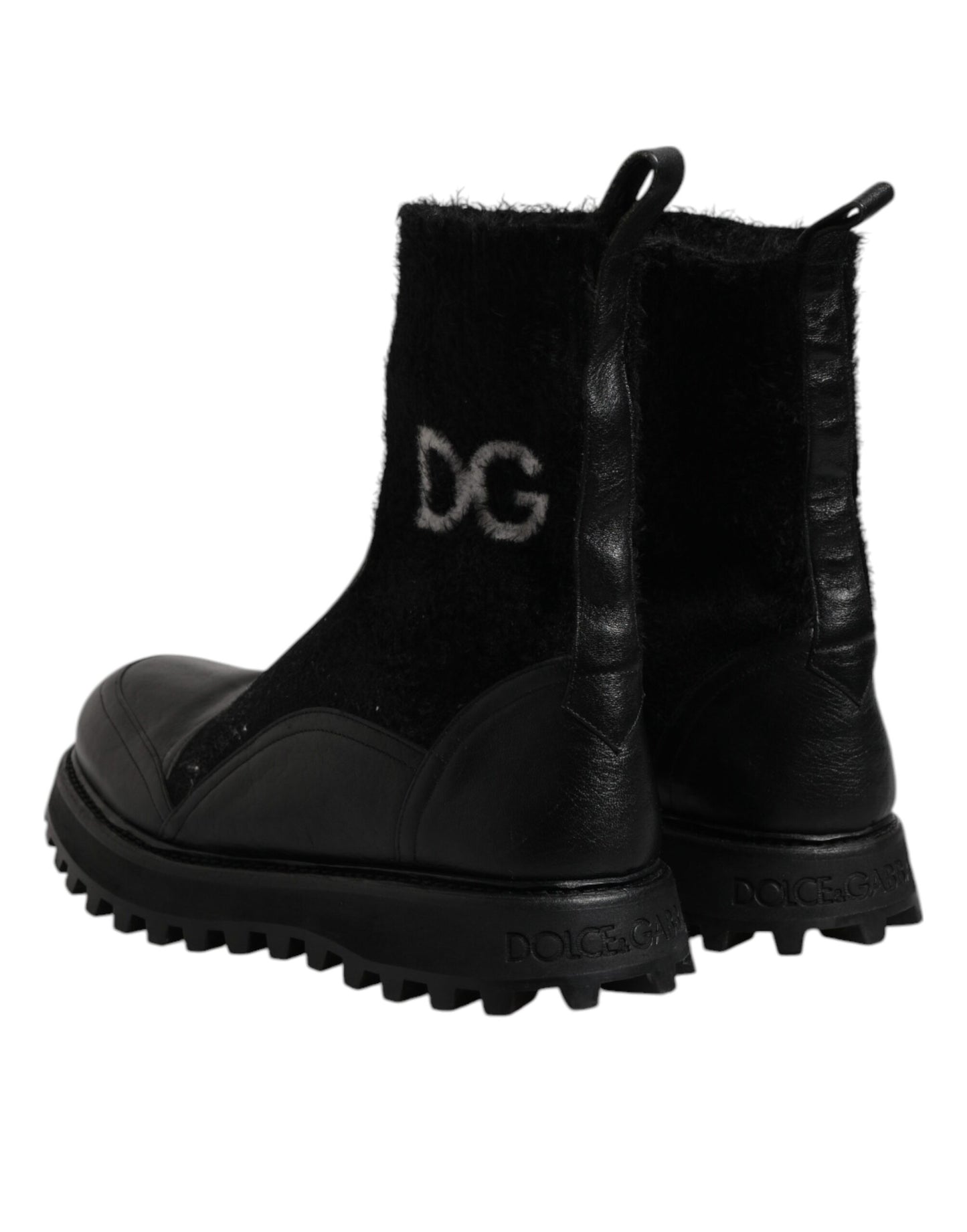 Black DG Logo Horse Sock Ankle Boots Shoes