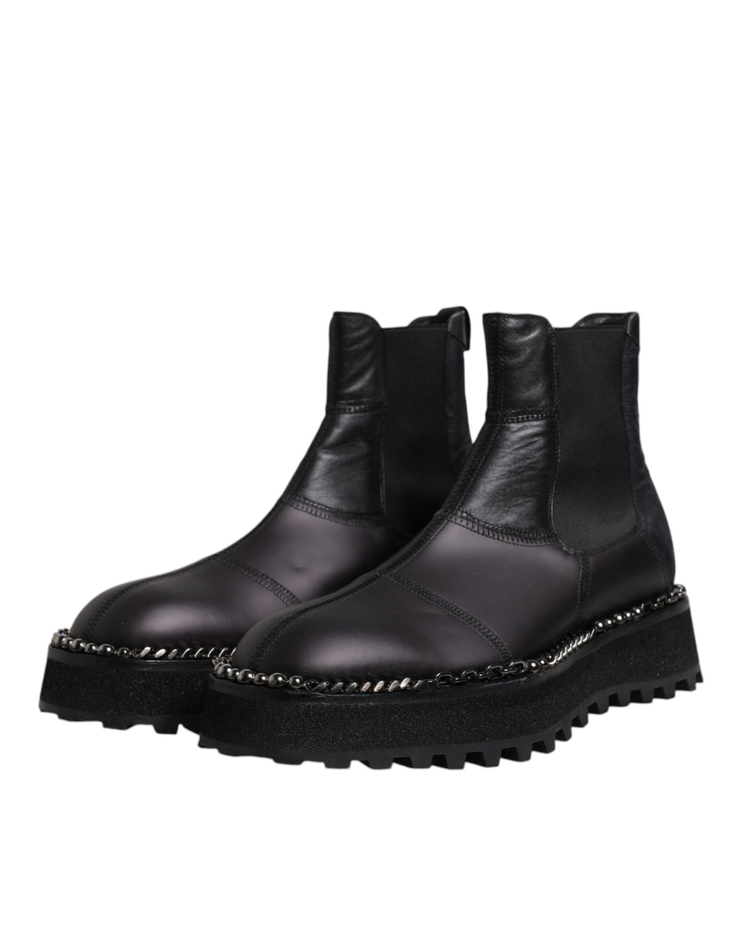 Black Chelsea Boots Leather Slip On Shoes