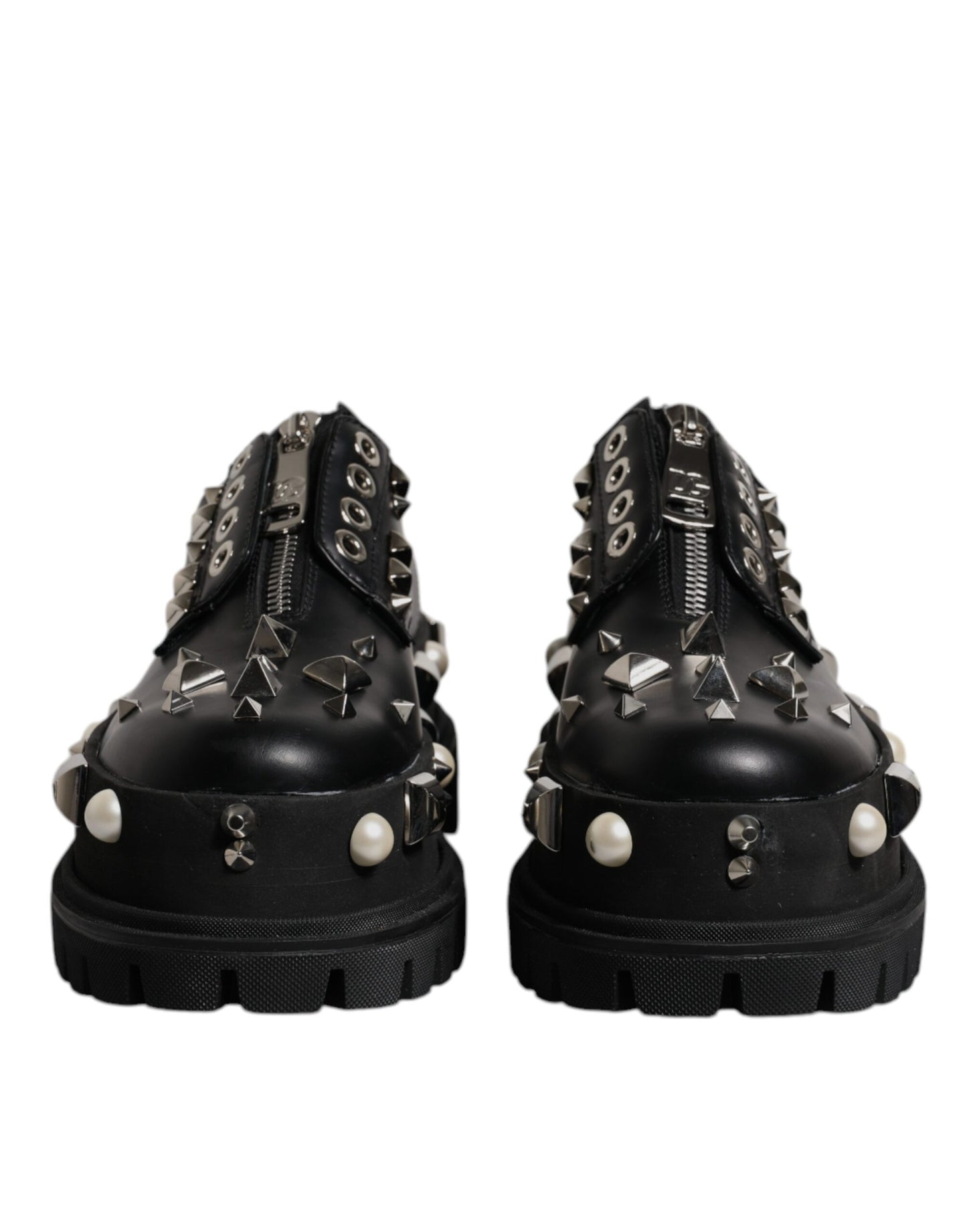 Black Trekking Studded Derby Logo Shoes