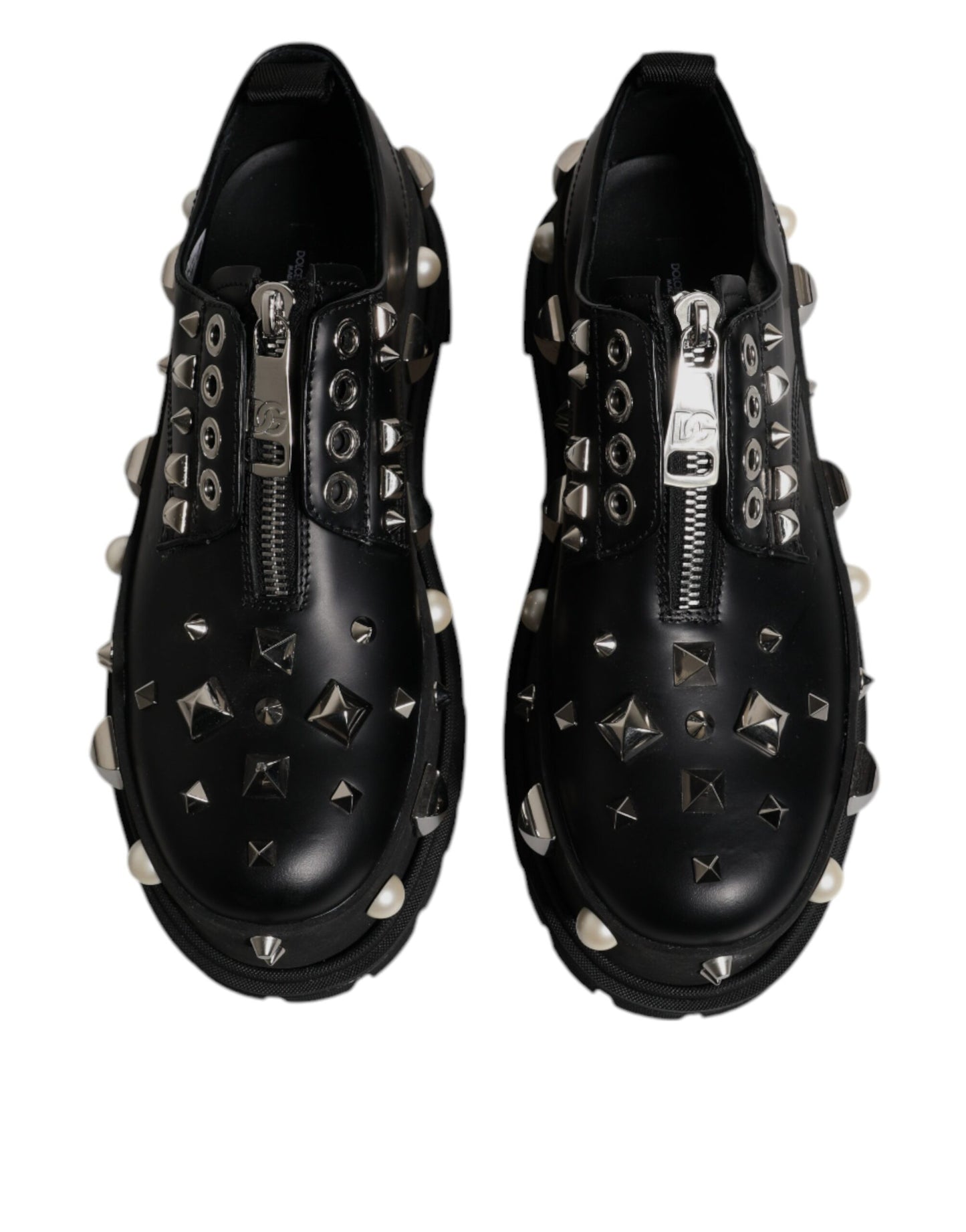 Black Trekking Studded Derby Logo Shoes