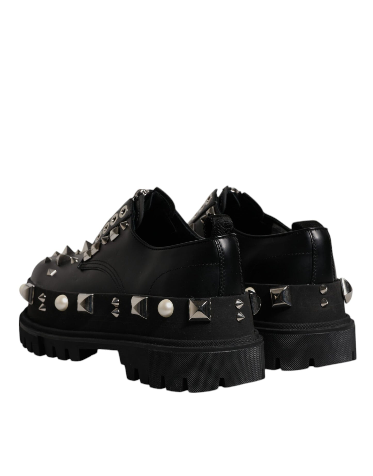 Black Trekking Studded Derby Logo Shoes