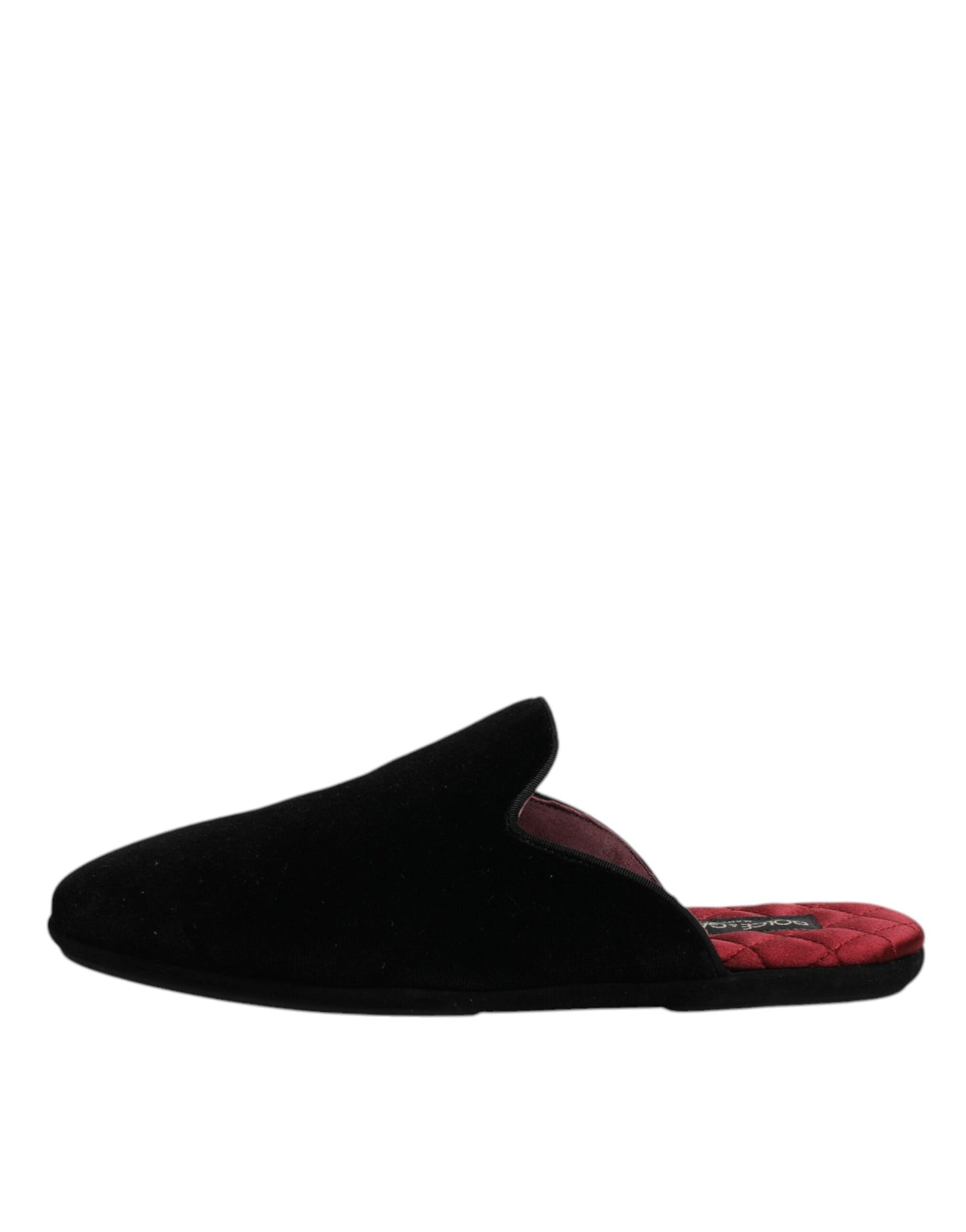 Black Viscose Velvet Slides Flat Slipper Shoes