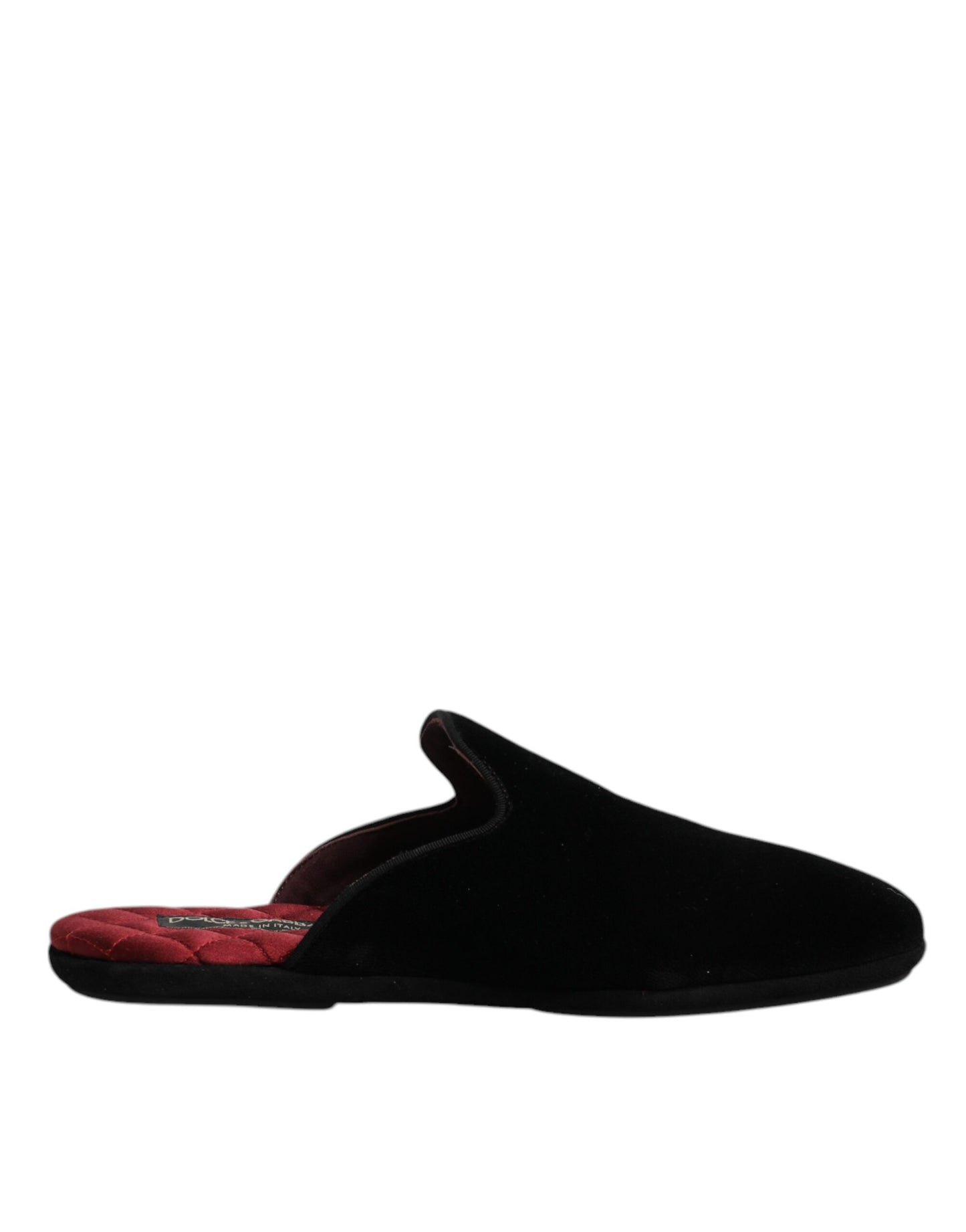 Black Viscose Velvet Slides Flat Slipper Shoes