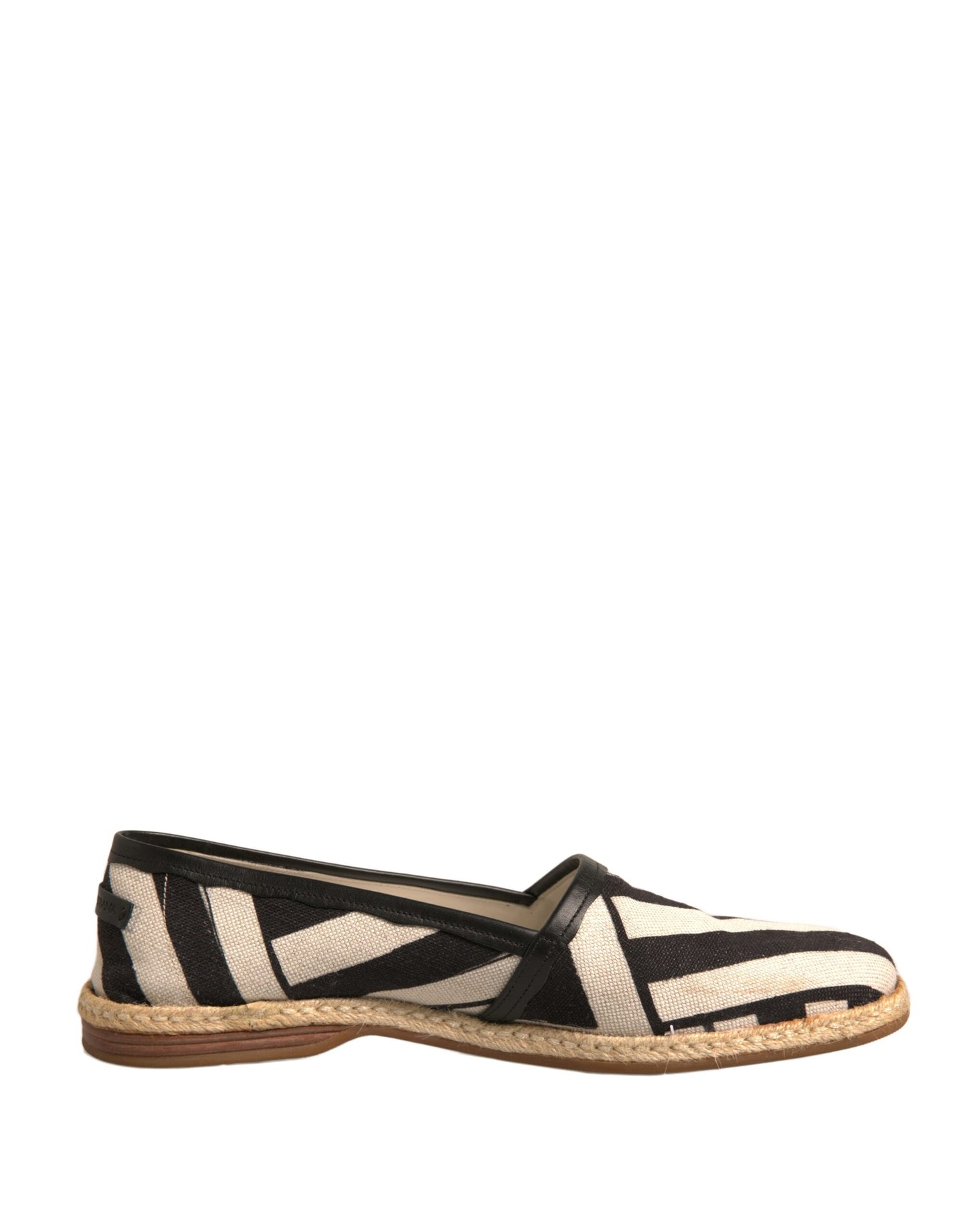 Black White Stripes Slip On Espadrille Shoes