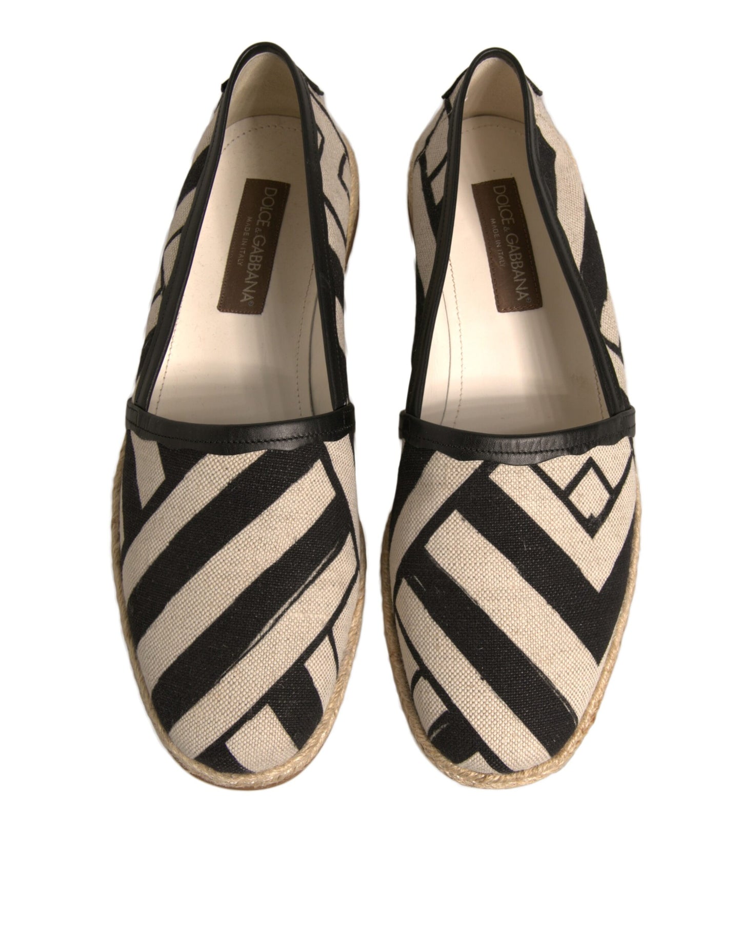 Black White Stripes Slip On Espadrille Shoes