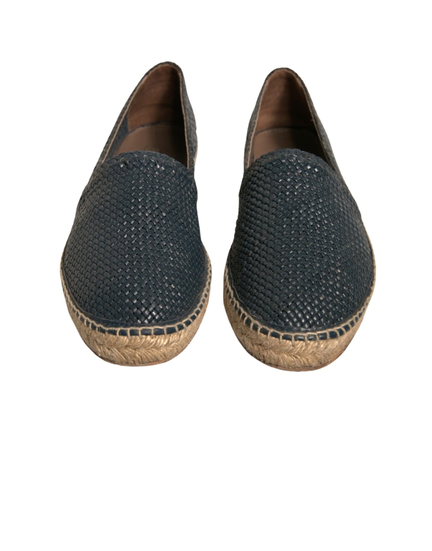 Blue Woven Leather Buffalo Espadrille Shoes