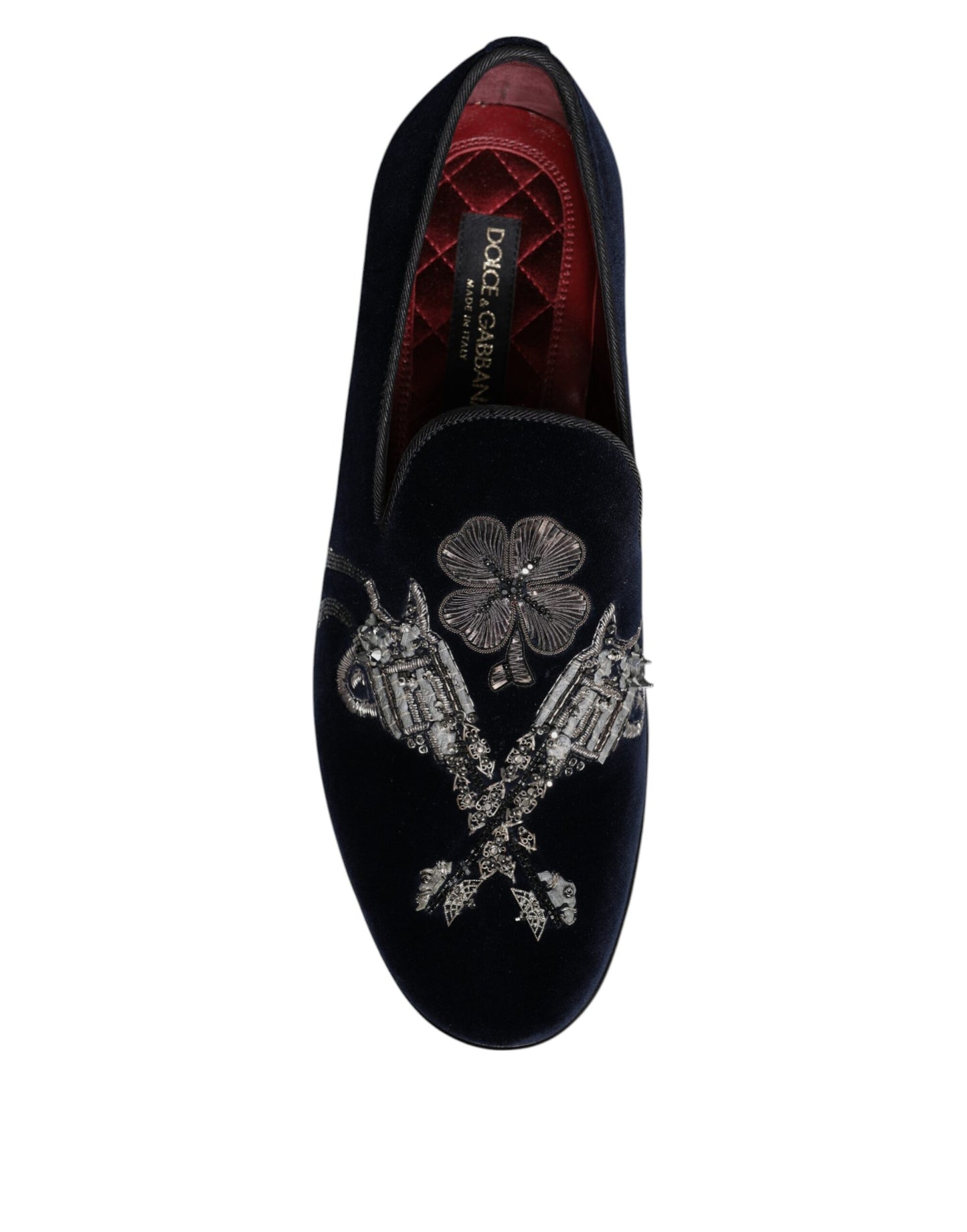 Black Velvet Floral Gun Loafers Dress Shoes