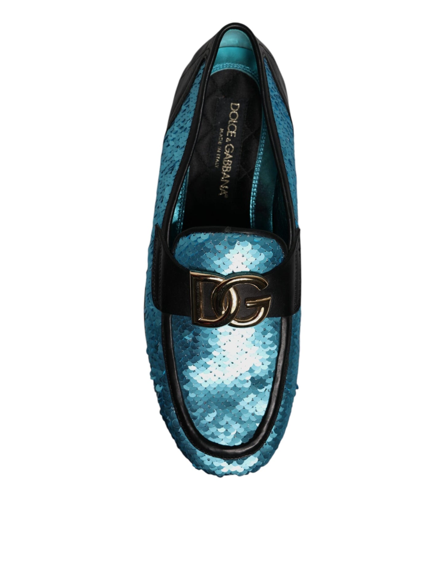 Blue Sequined Loafers Formal Dress Shoes