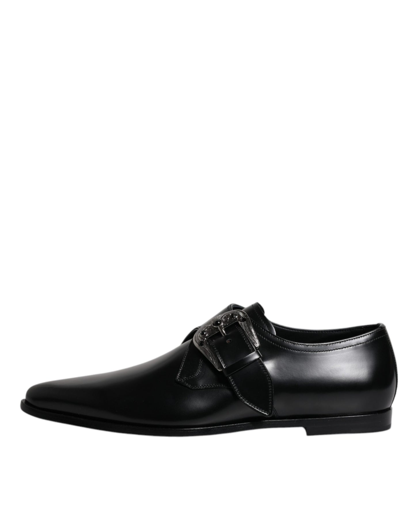 Black Leather Monk Strap Derby Formal Shoes