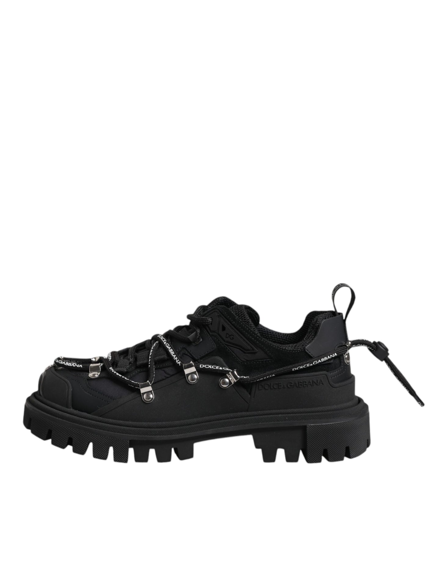 Black Low Top Lace Up Trekking Sneakers Shoes