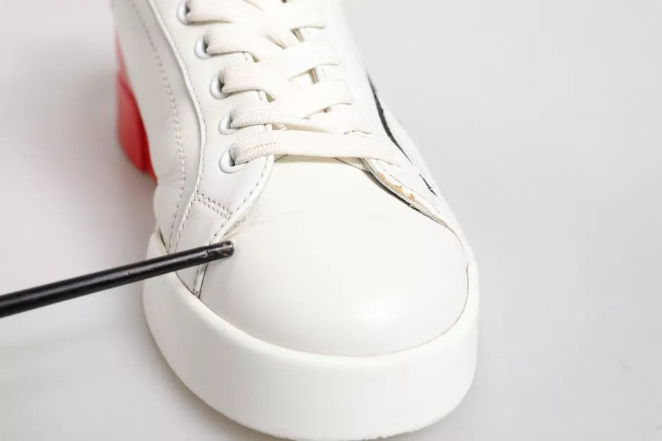 White Red Portofino Leather Sneakers Shoes