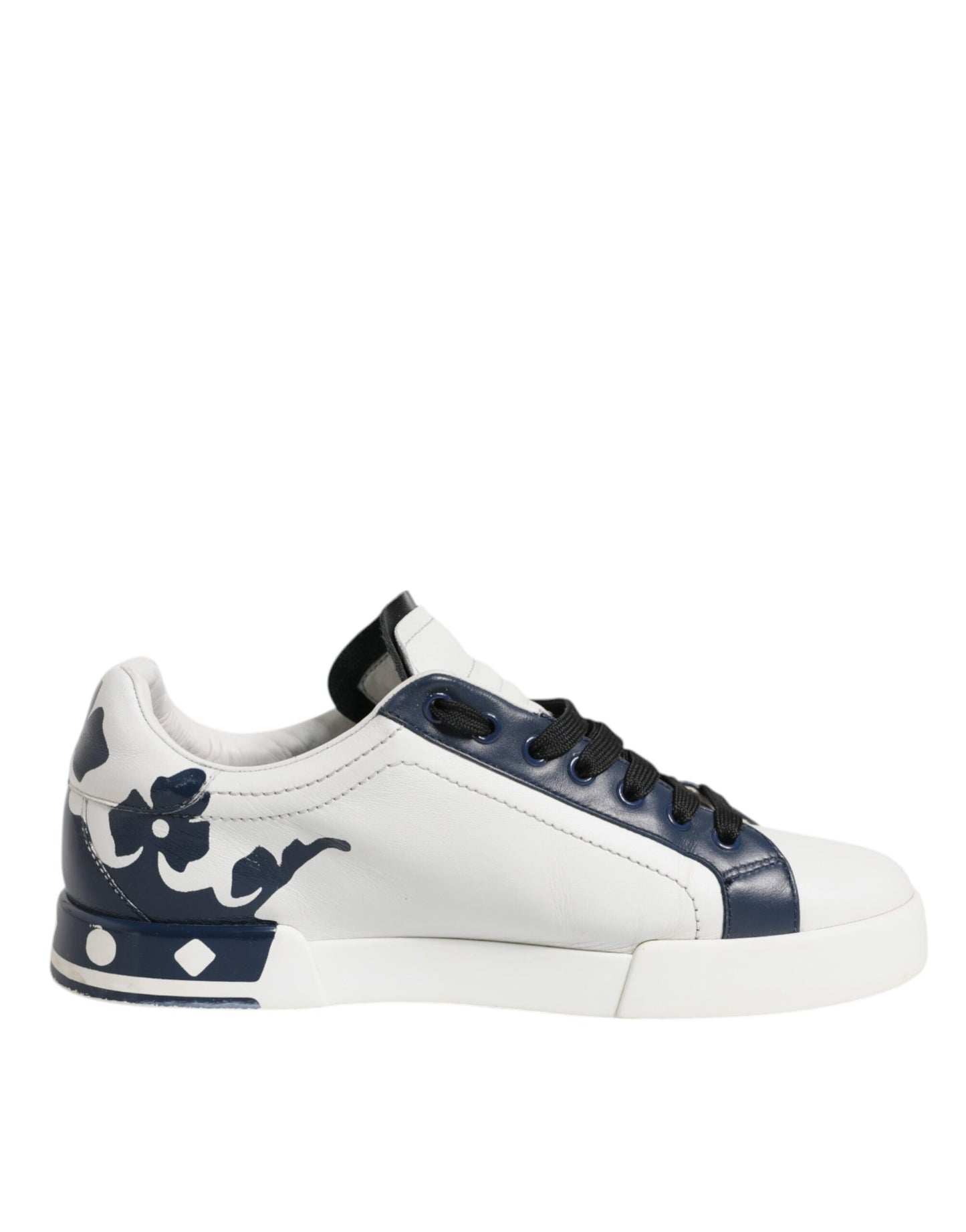 White Blue Leather Crown Milano Sneakers Shoes