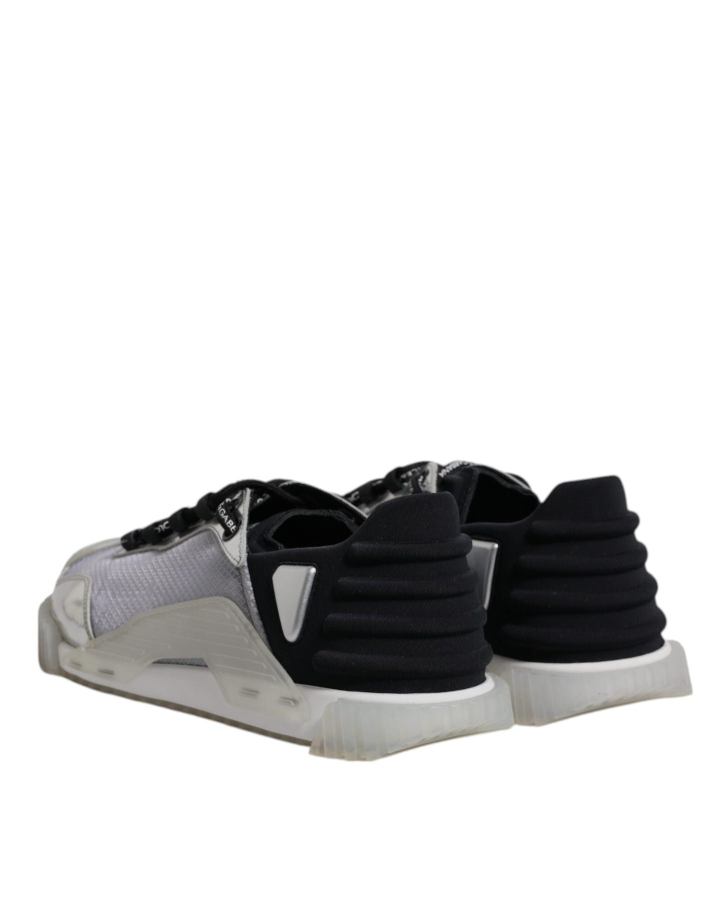 Silver Black Nylon NS1 Low Top Sneakers Shoes