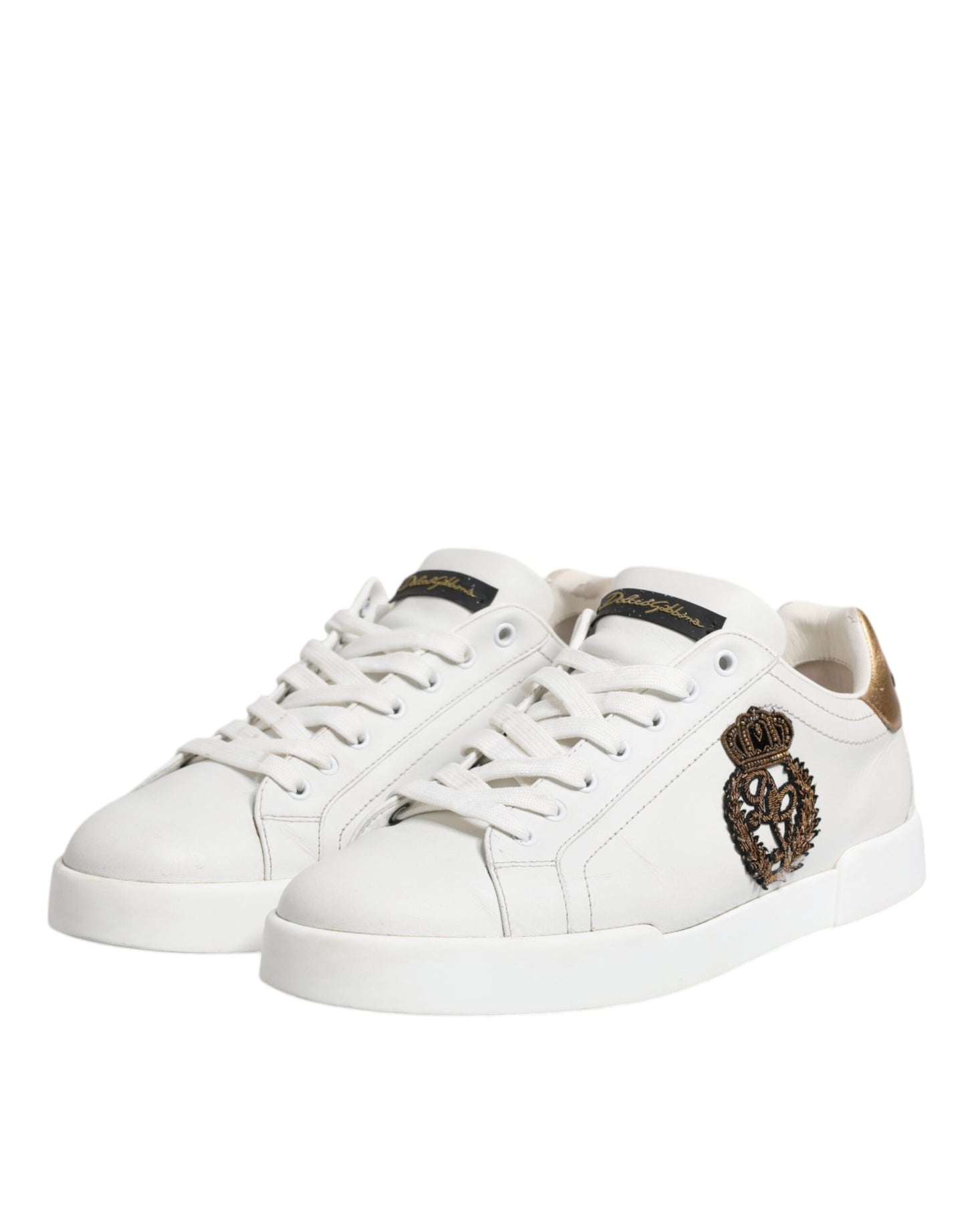 White Crown Patch Portofino Sneakers Shoes