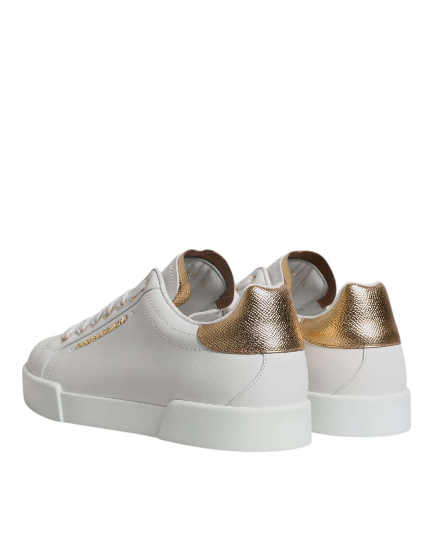 White Gold Leather Portofino Sneakers Shoes