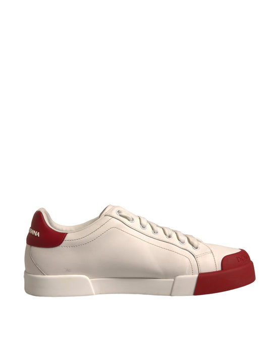 White Leather Logo Portofino Sneakers Shoes