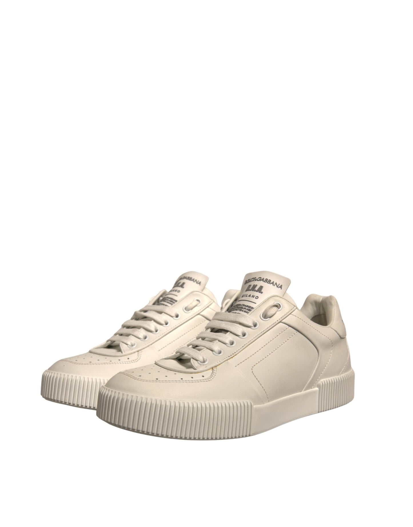 White Leather DG Logo Low Top Sneakers Shoes