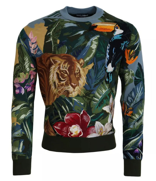 Jungle Wool Silk Pullover Logo Sweater