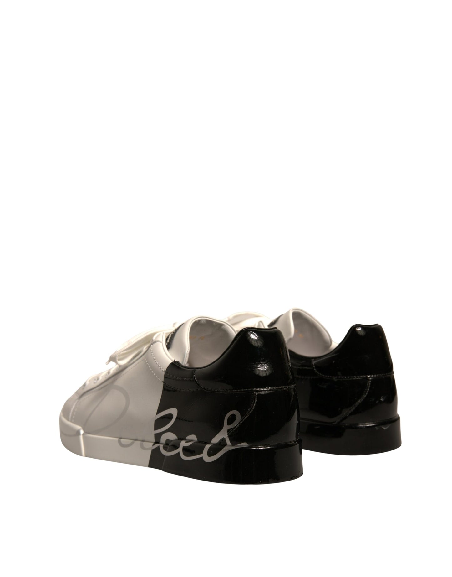 White Black Logo Portofino Sneakers Shoes