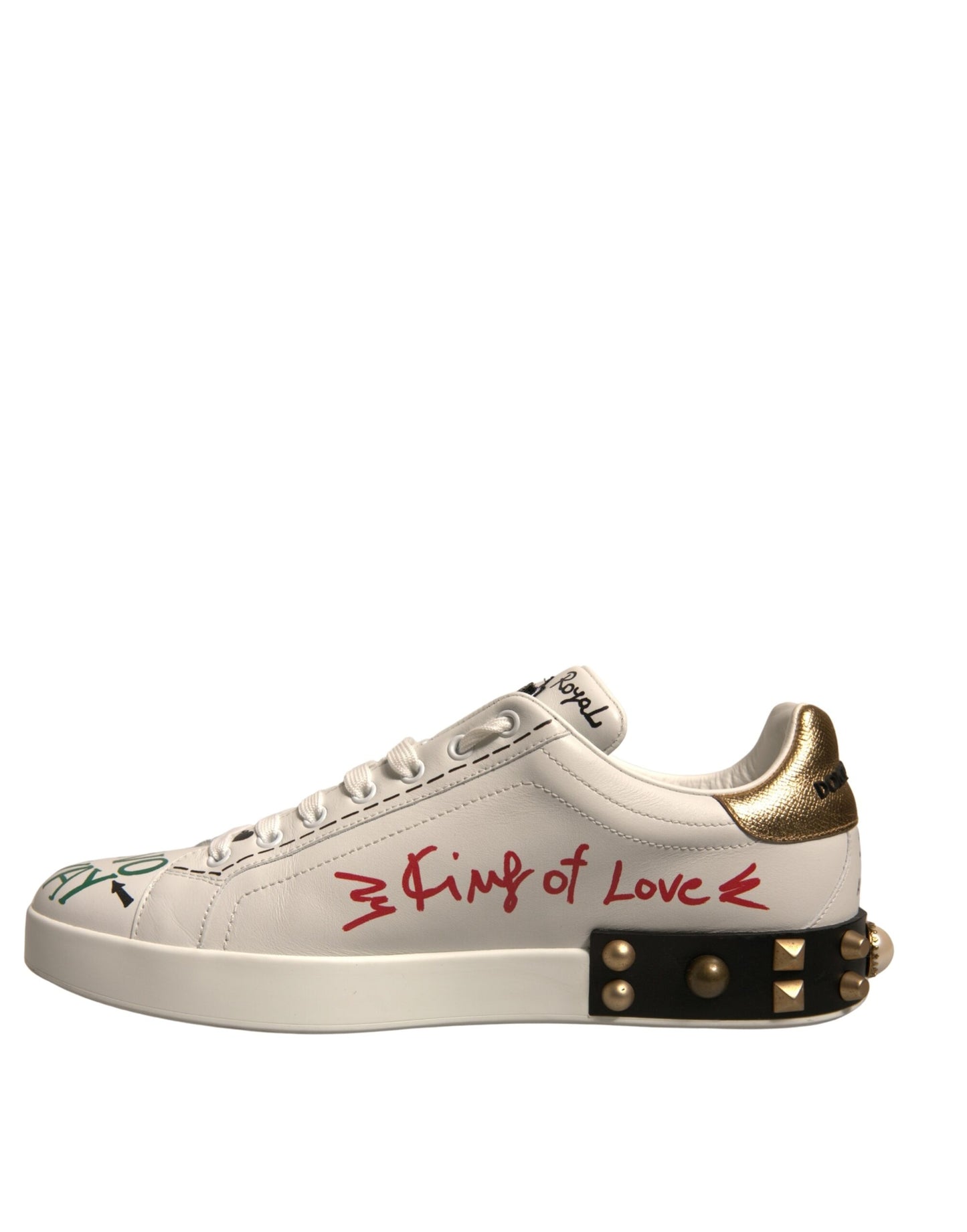 White Heart Studded Low Top Sneakers Shoes