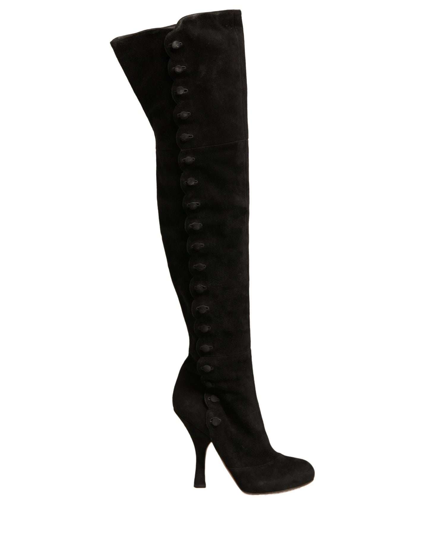 Black Suede Heels Knee High Boots Shoes