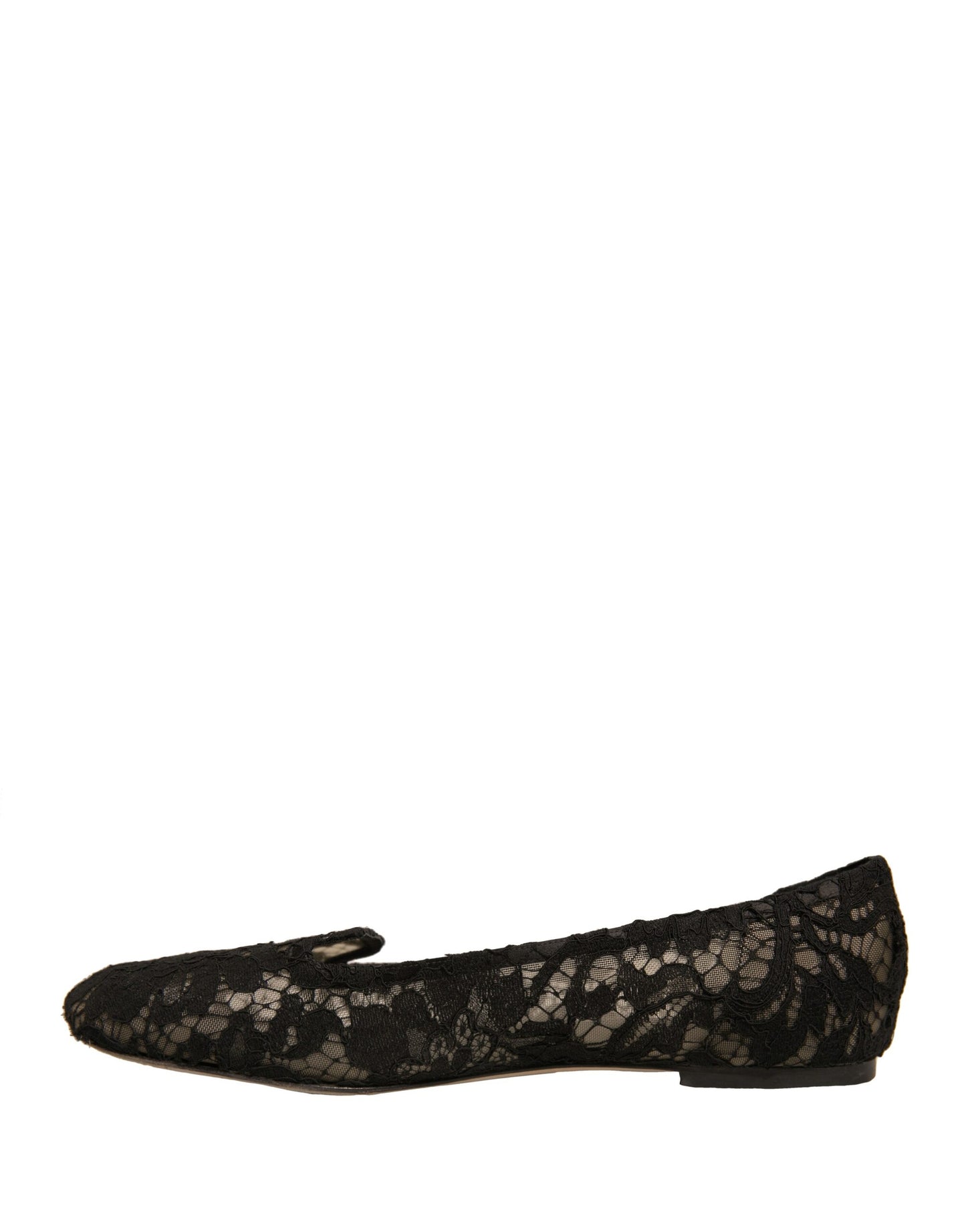 Black Taormina Lace Slip On Flats Shoes