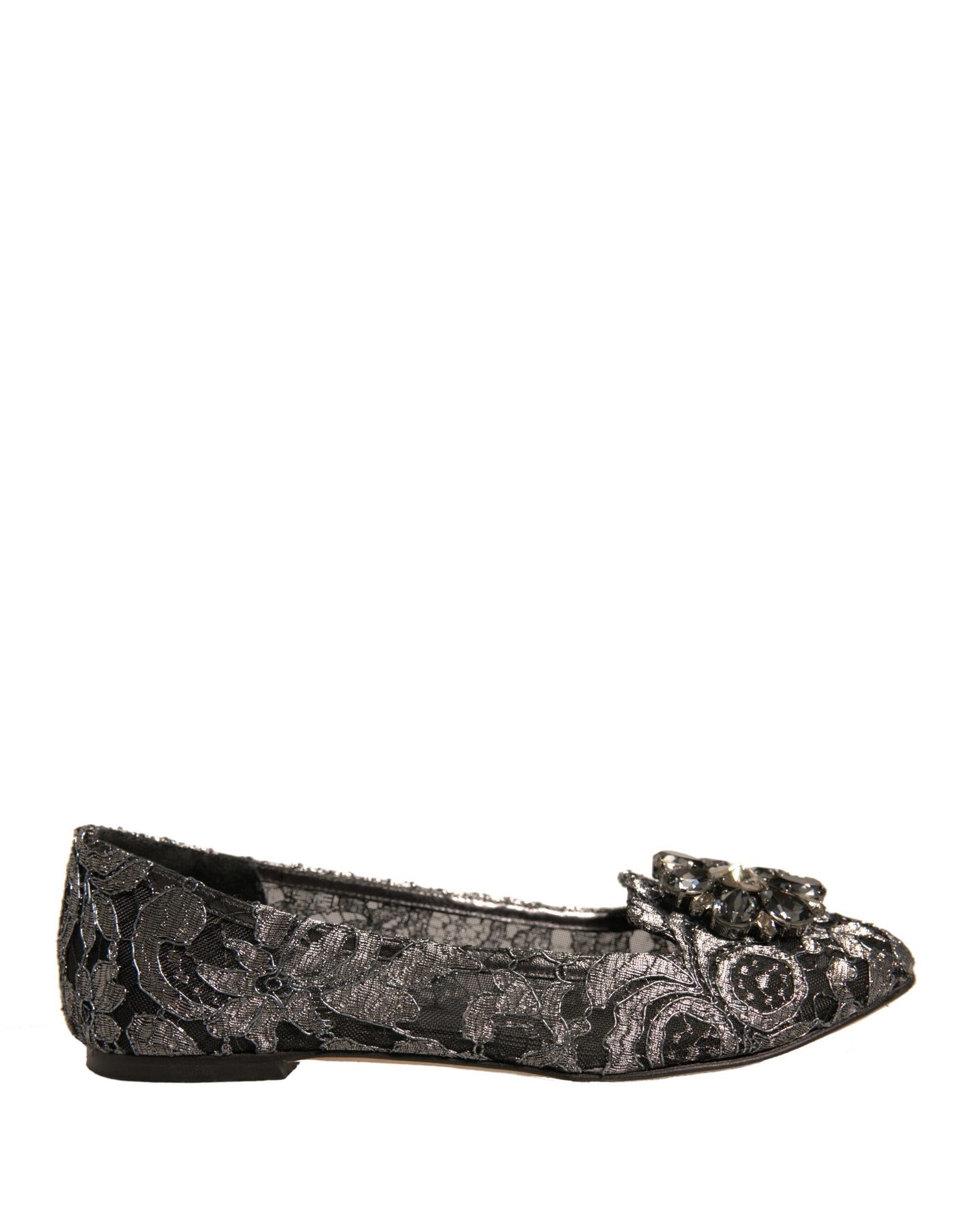 Silver Crystal Loafer Lace Ballet Flats Shoes