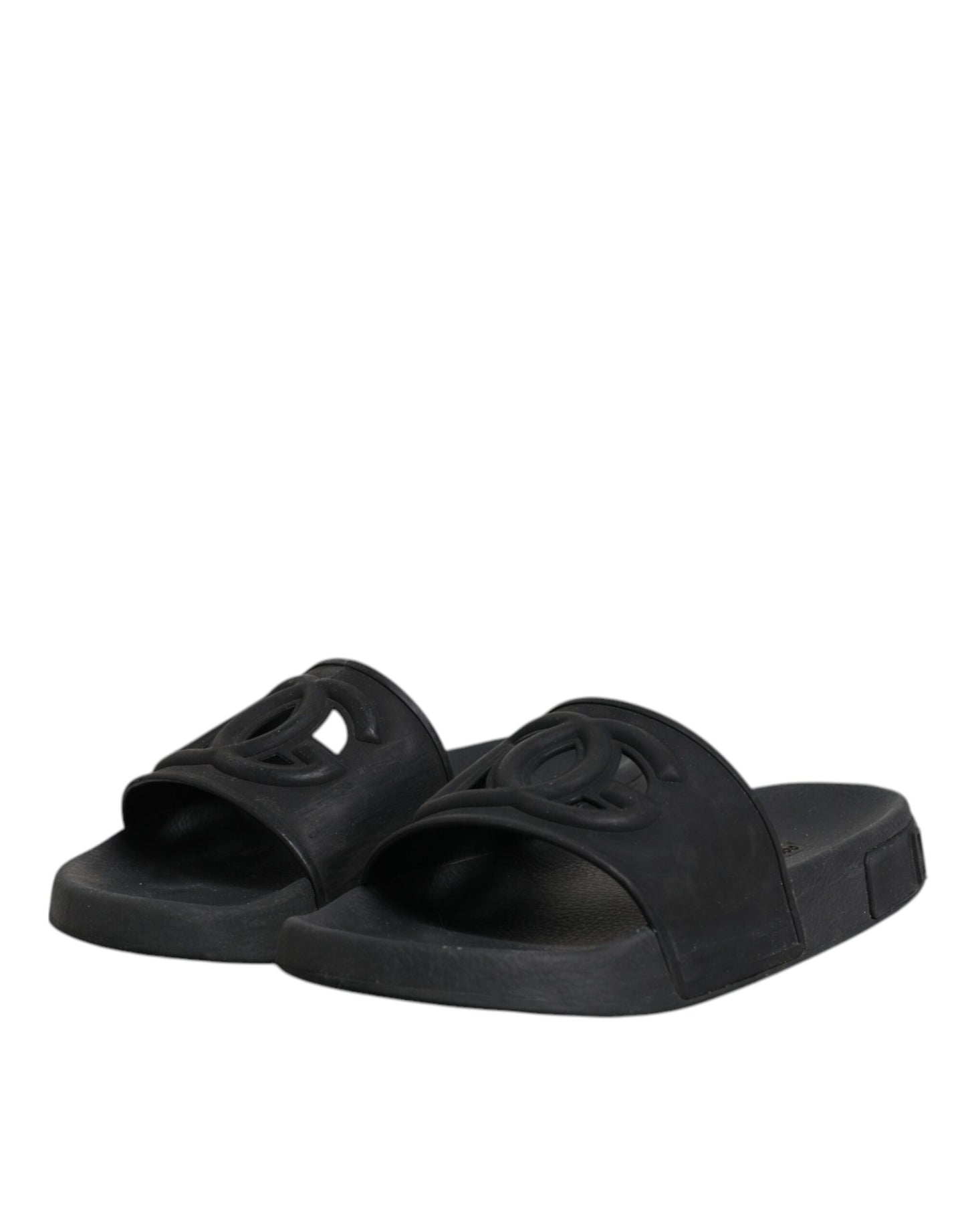 Black Rubber Slides Sandals Beachwear Shoes