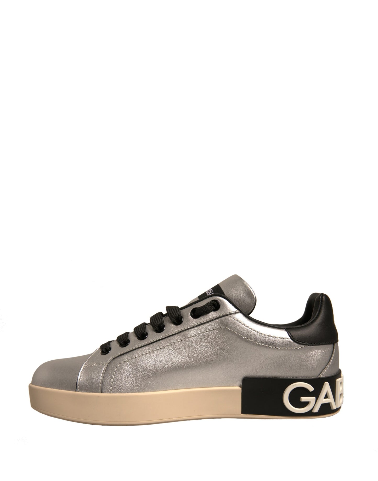 Silver Calf Leather Portofino Sneakers Shoes