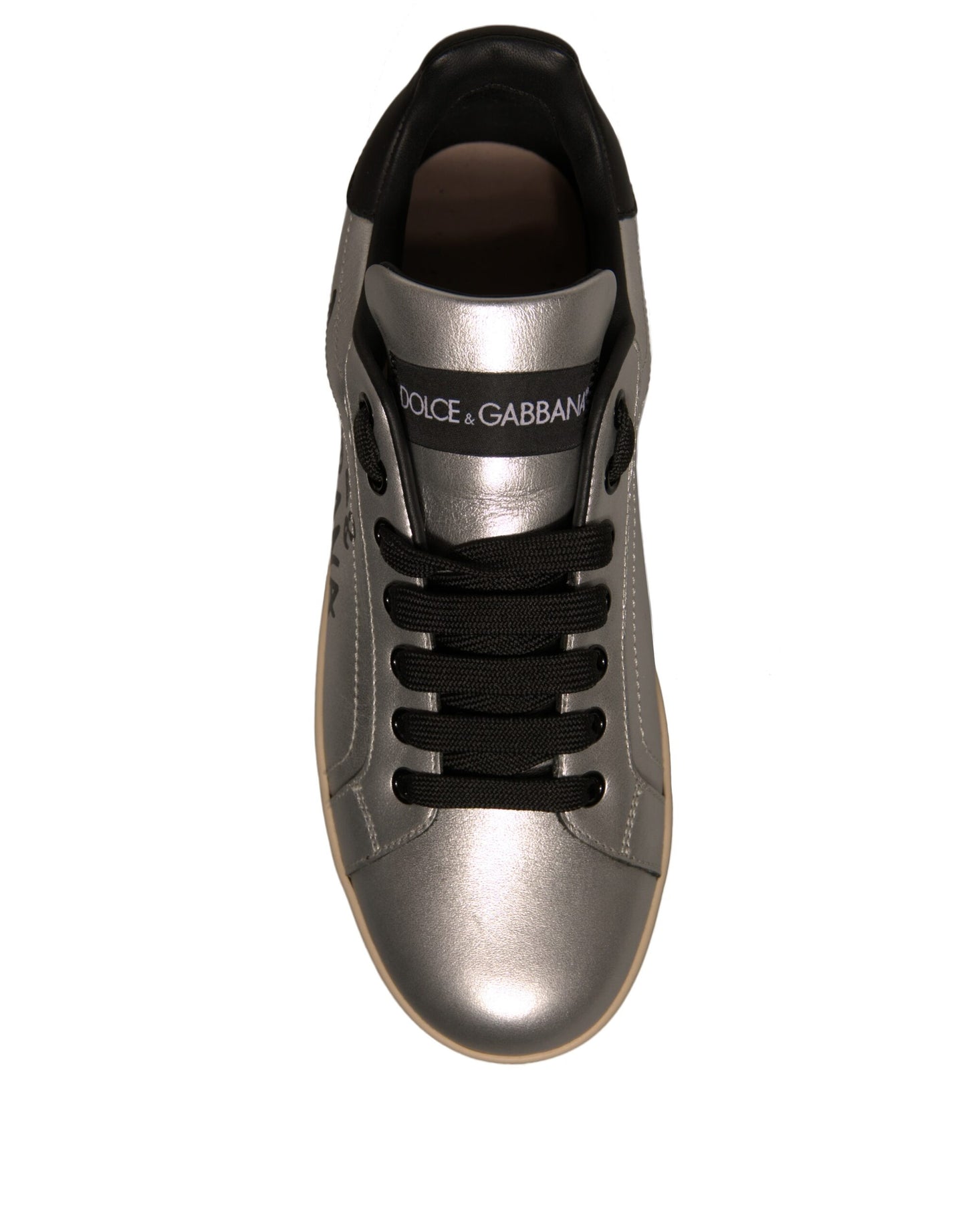 Silver Calf Leather Portofino Sneakers Shoes